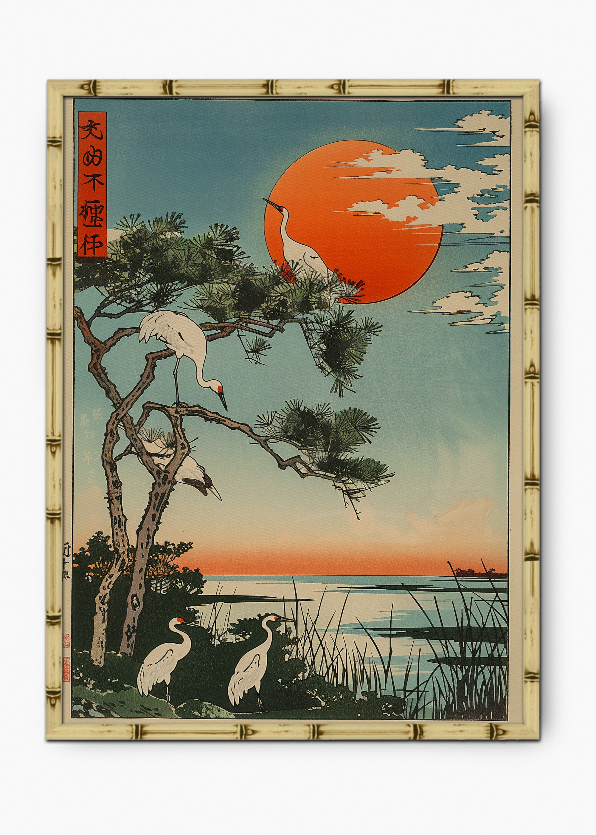 Quadro Japonês Livin Edição Especial Bamboo - Moldura Natural