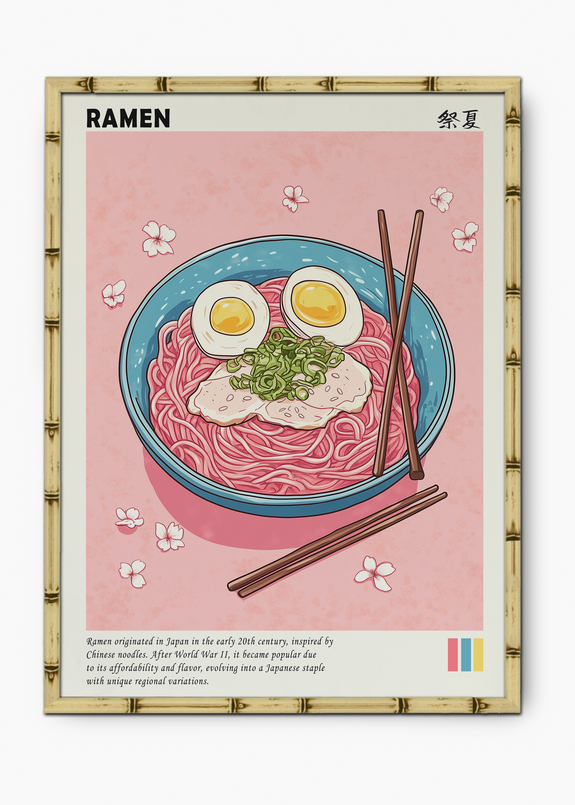 Quadro Japonês Ramen Edição Especial Bamboo - Moldura Natural