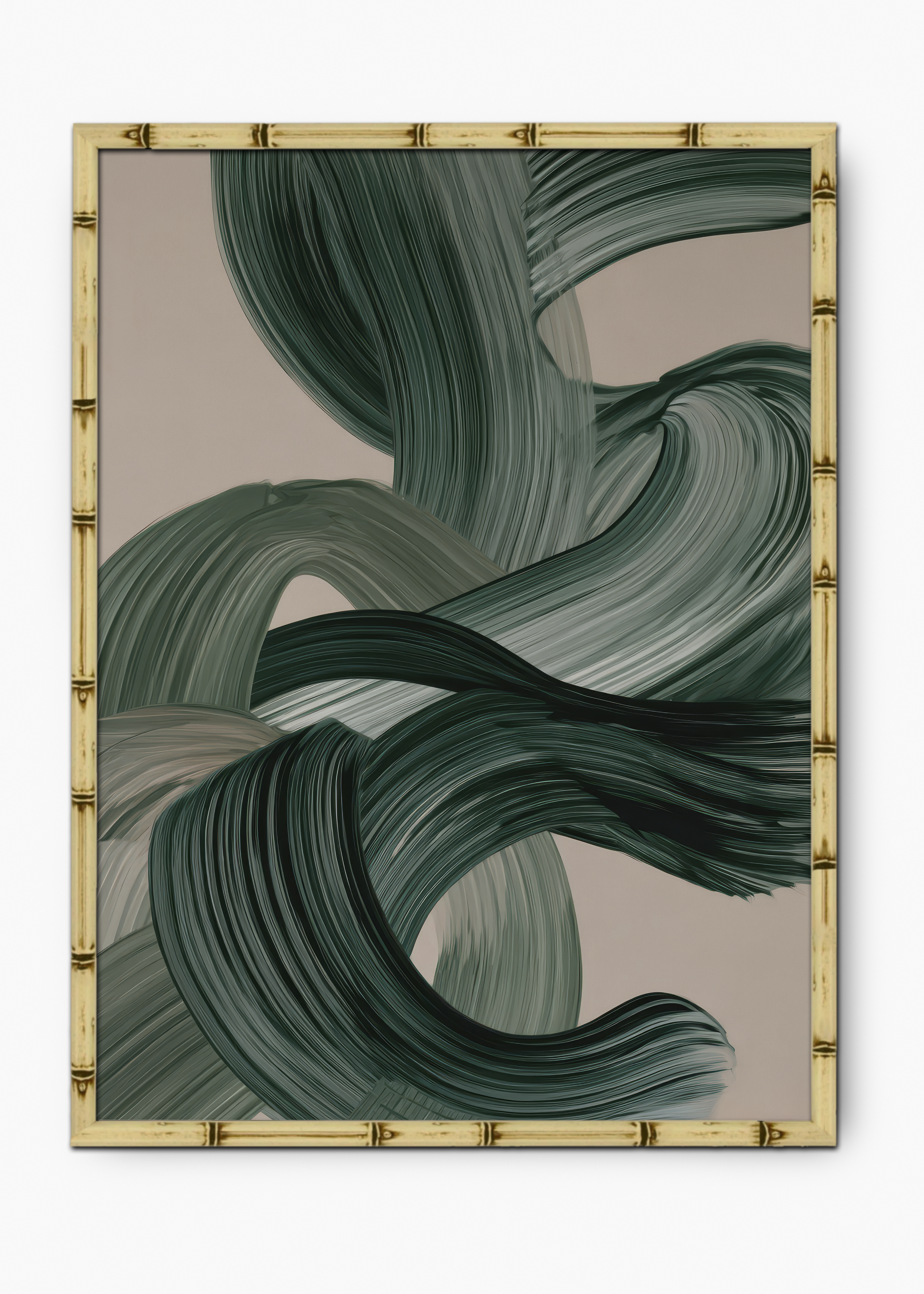 Quadro Japonês Midori Green Edição Especial Bamboo - Moldura Natural