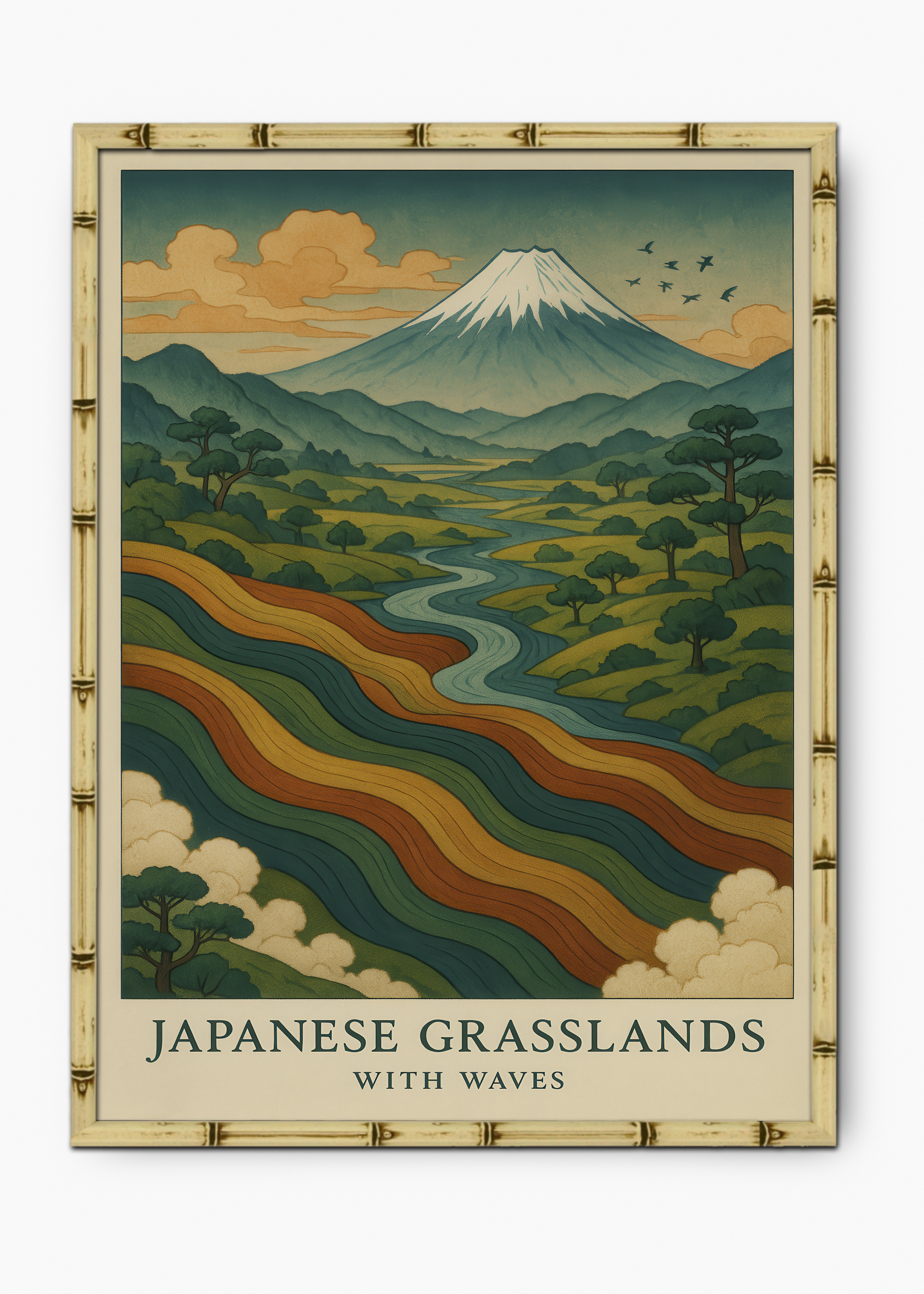 Quadro Japonês Kawa Dreams Edição Especial Bamboo - Moldura Natural