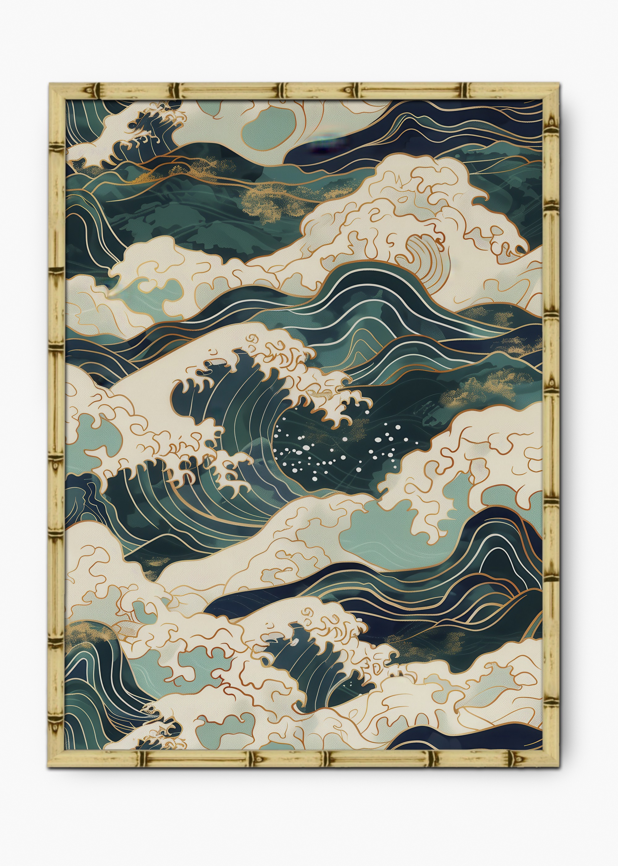 Quadro Japonês The Storm II Edição Especial Bamboo - Moldura Natural