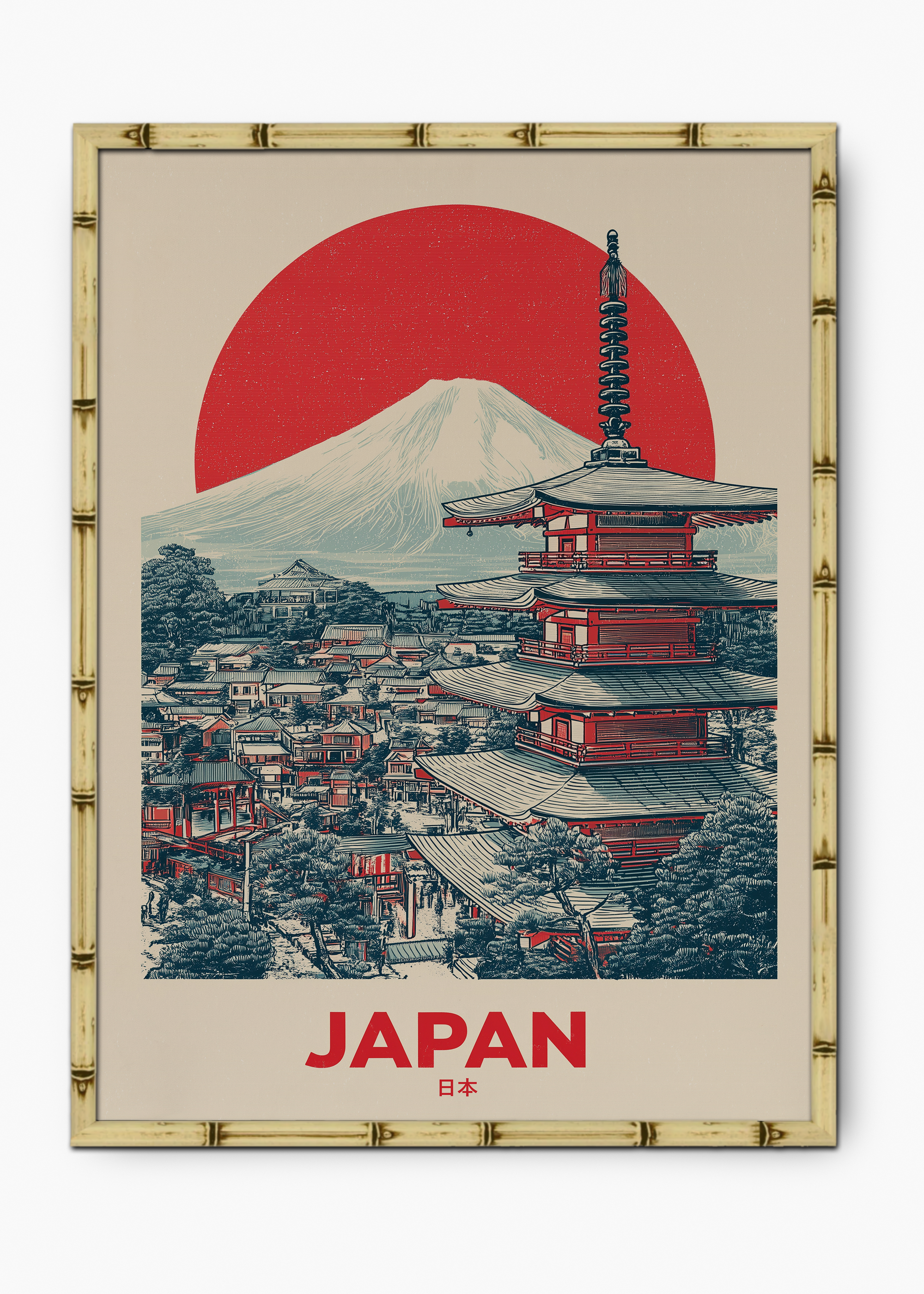 Quadro Japonês Land Edição Especial Bamboo - Moldura Natural