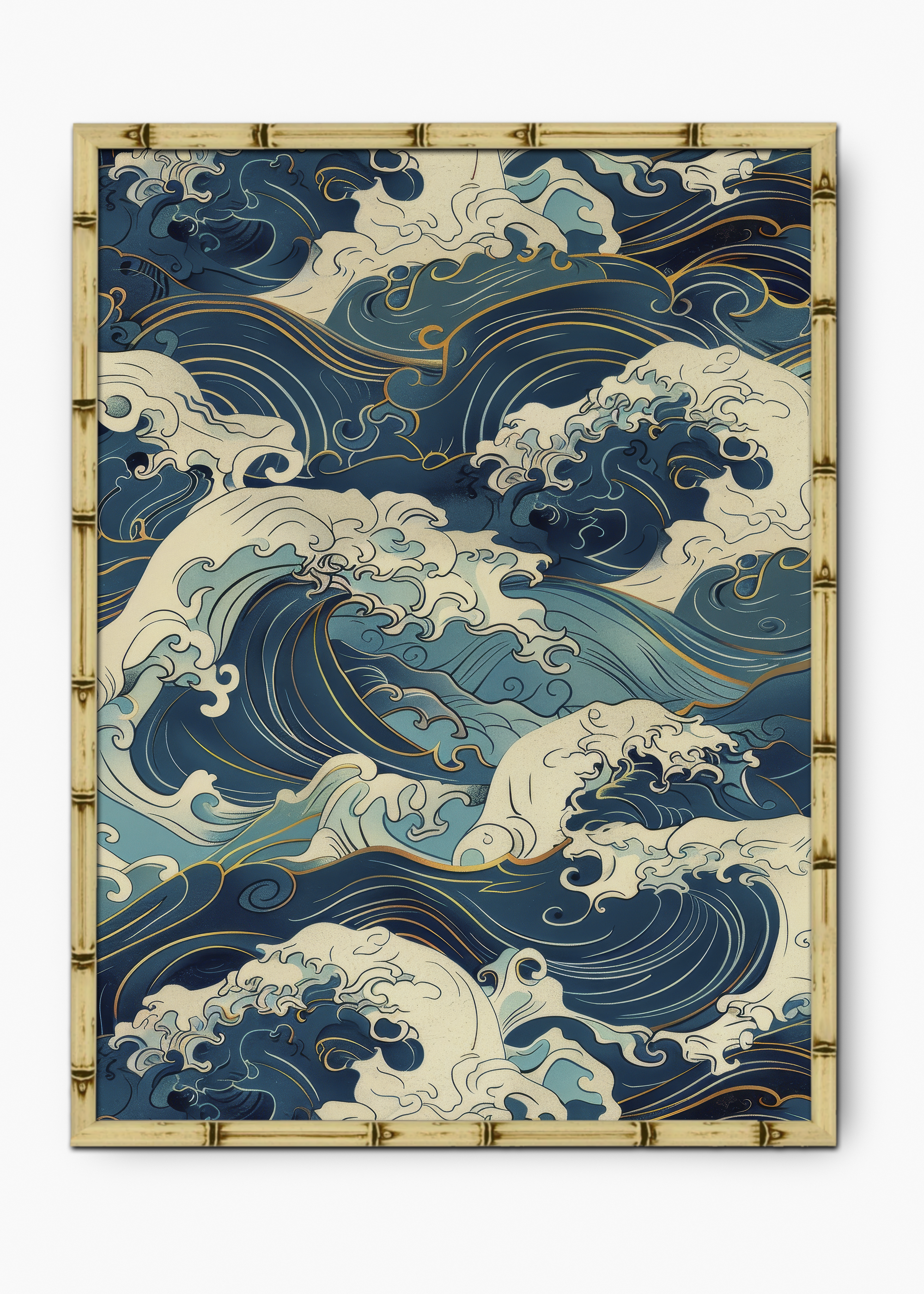 Quadro Japonês The Storm III Edição Especial Bamboo - Moldura Natural