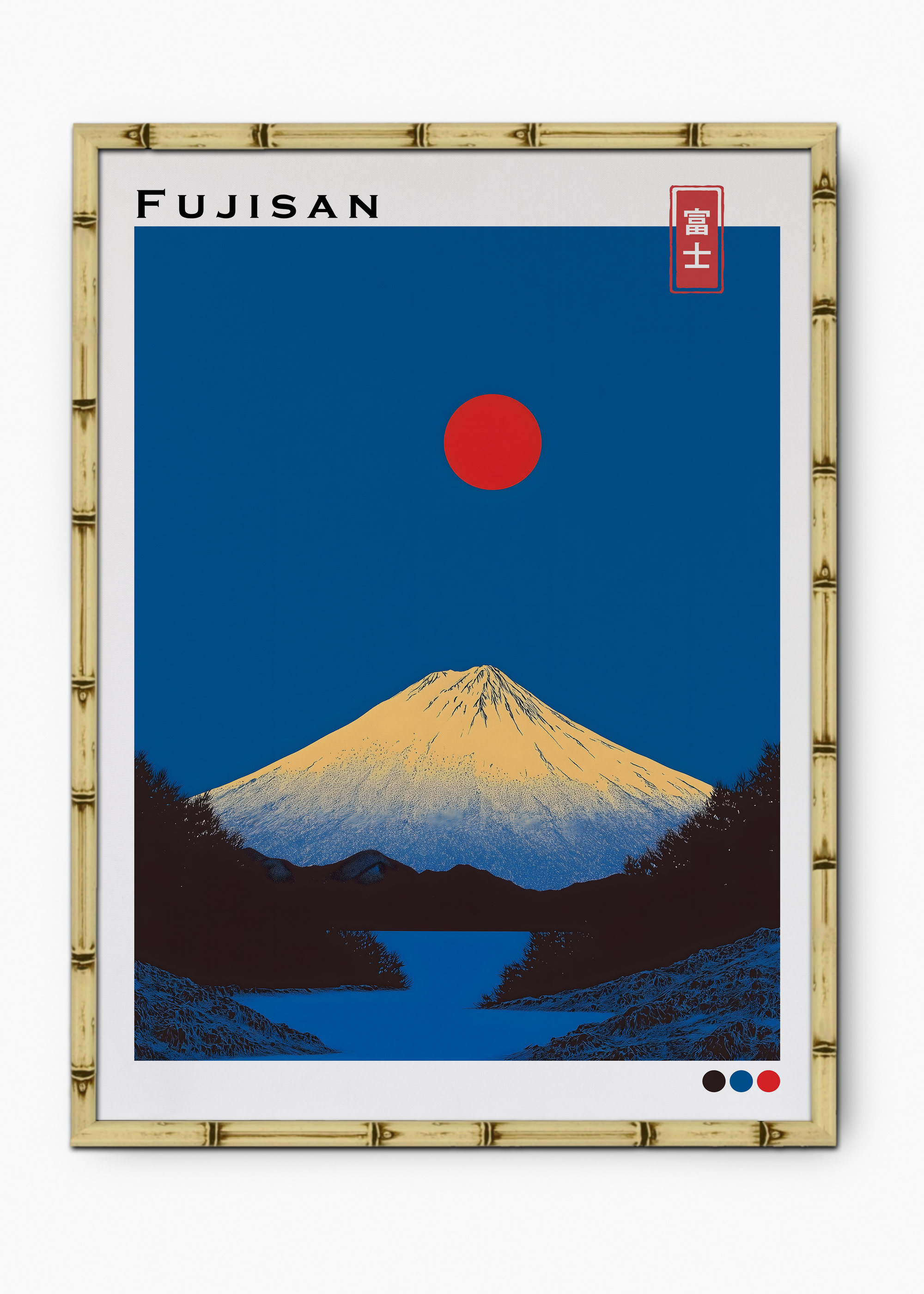 Quadro Japonês Fujisan Edição Especial Bamboo - Moldura Natural