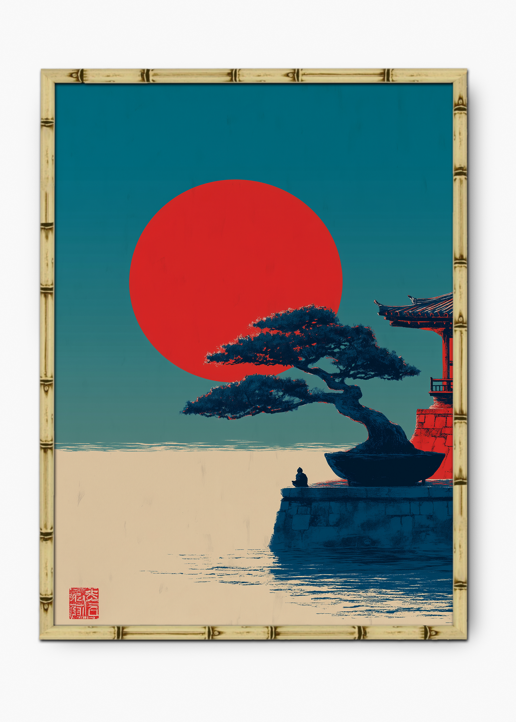 Quadro Japonês Night Edição Especial Bamboo - Moldura Natural