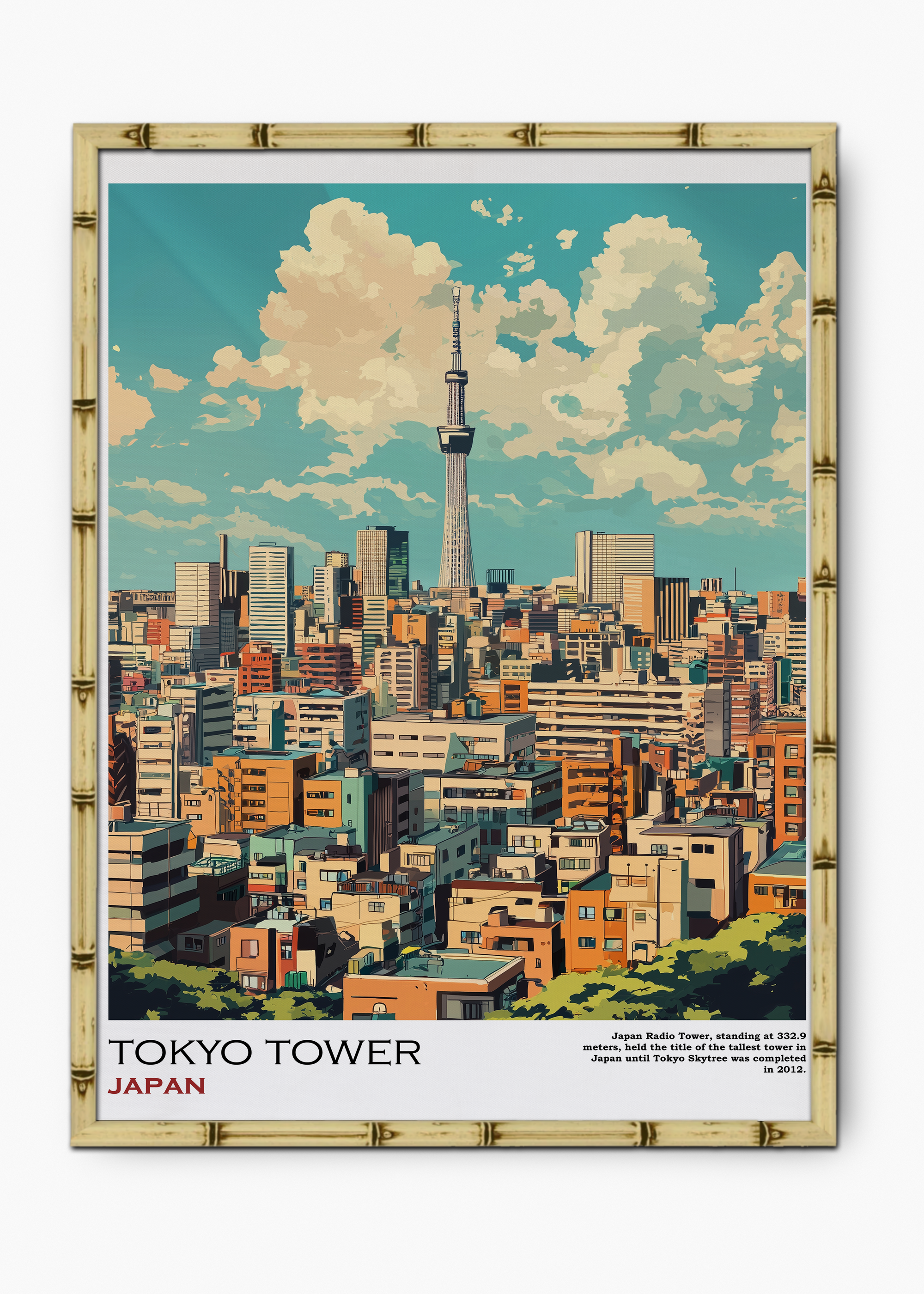 Quadro Japonês Tower Edição Especial Bamboo - Moldura Natural