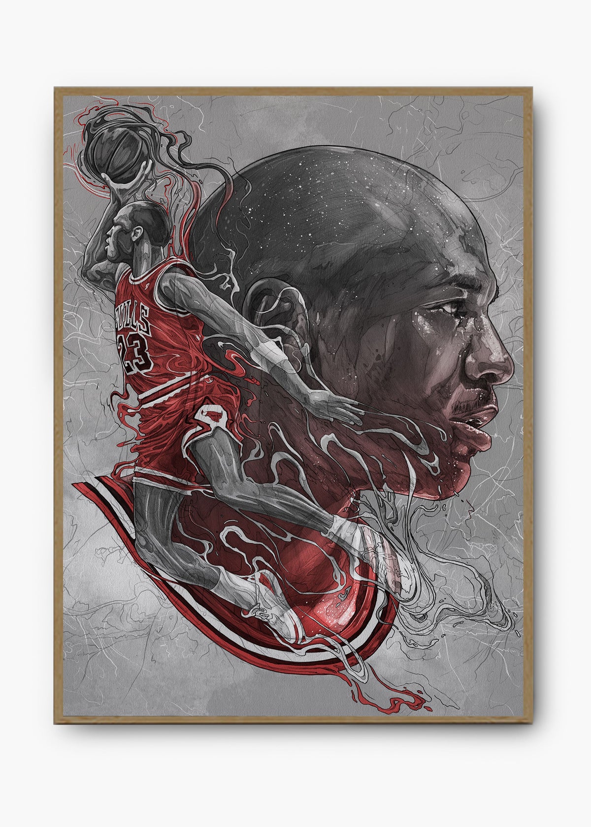 Quadro decorativo Michael Jordan II — arte de basquete para parede | Cübe Quadros