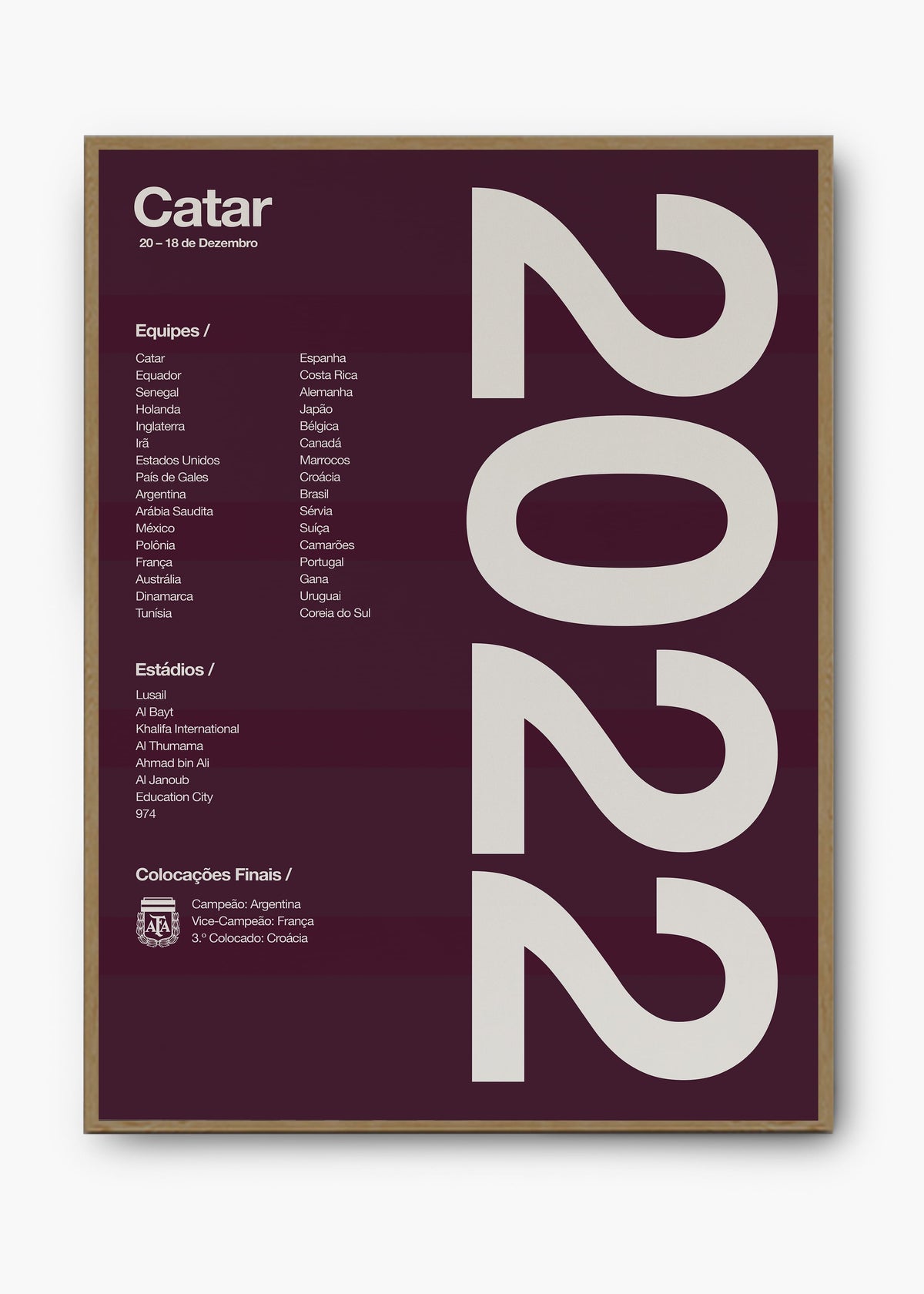 Quadro Copa do Mundo Catar 2022
