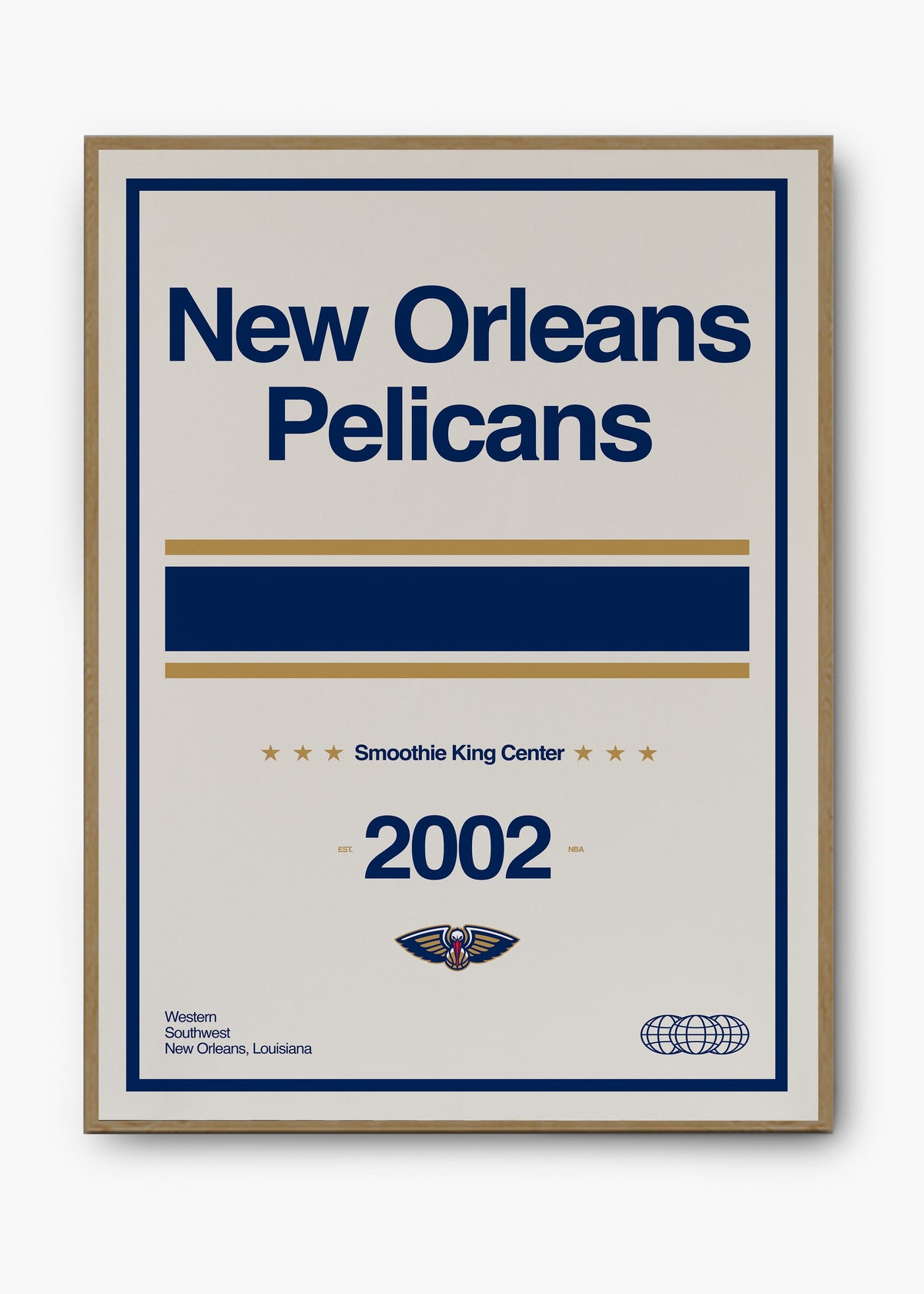 Quadro decorativo NBA New Orleans Pelicans — arte de basquete para parede | Cübe Quadros