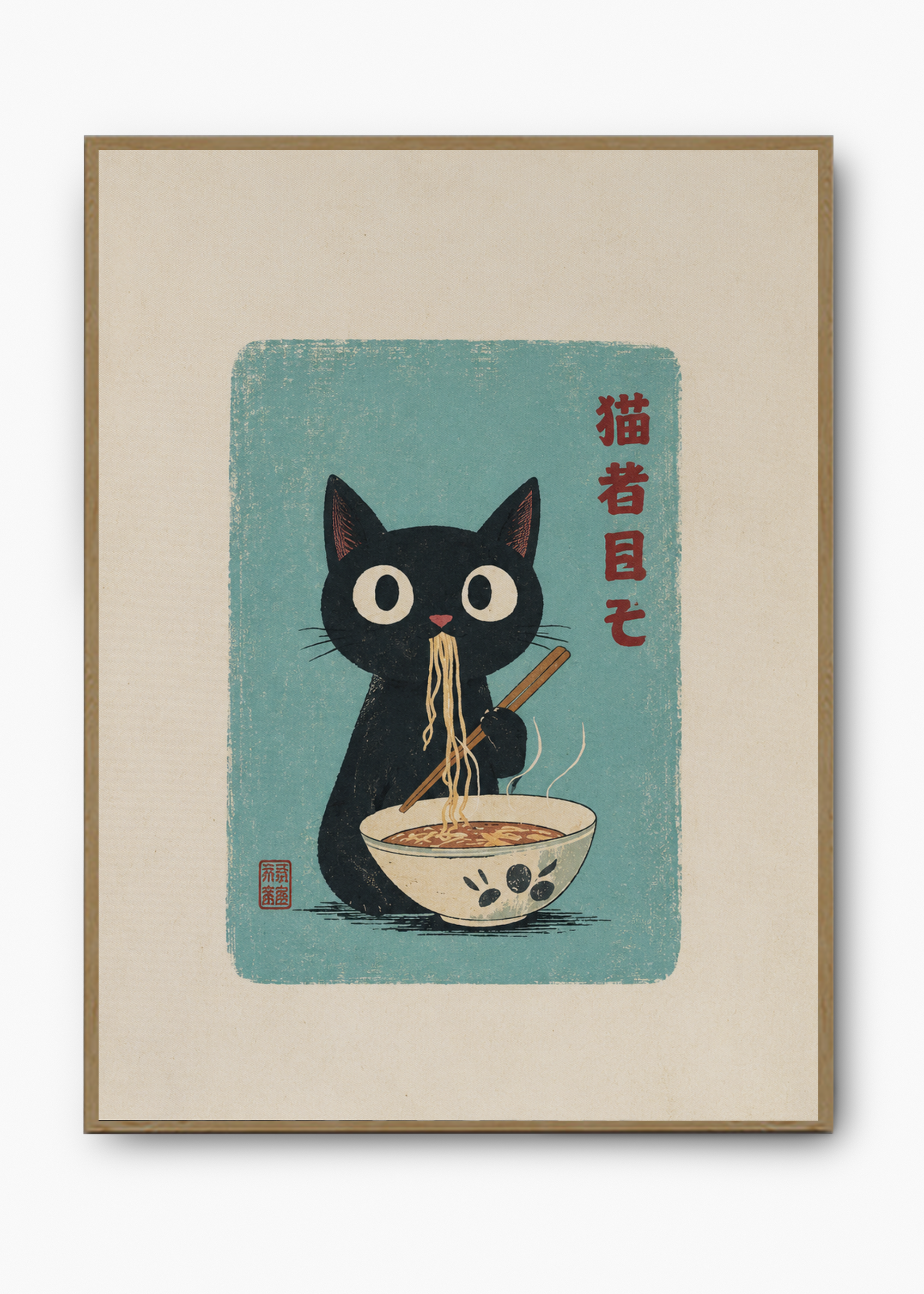 Quadro Japonês Neko Ramen - 3