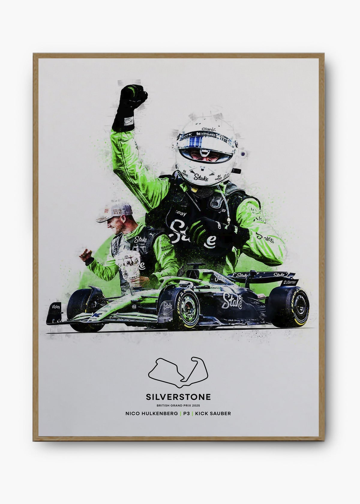 Quadro decorativo Nico Hulkenberg P3 Silverstone 2025 — arte de automobilismo para parede | Cübe Quadros