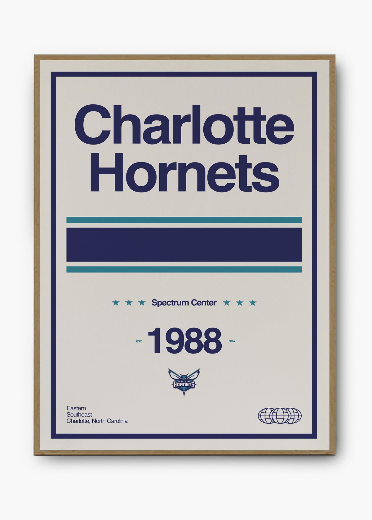 Quadro decorativo NBA Charlotte Hornets — arte de basquete para parede | Cübe Quadros