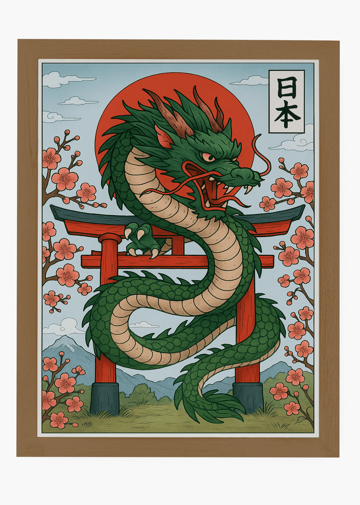 Quadro Japonês Green Dragon