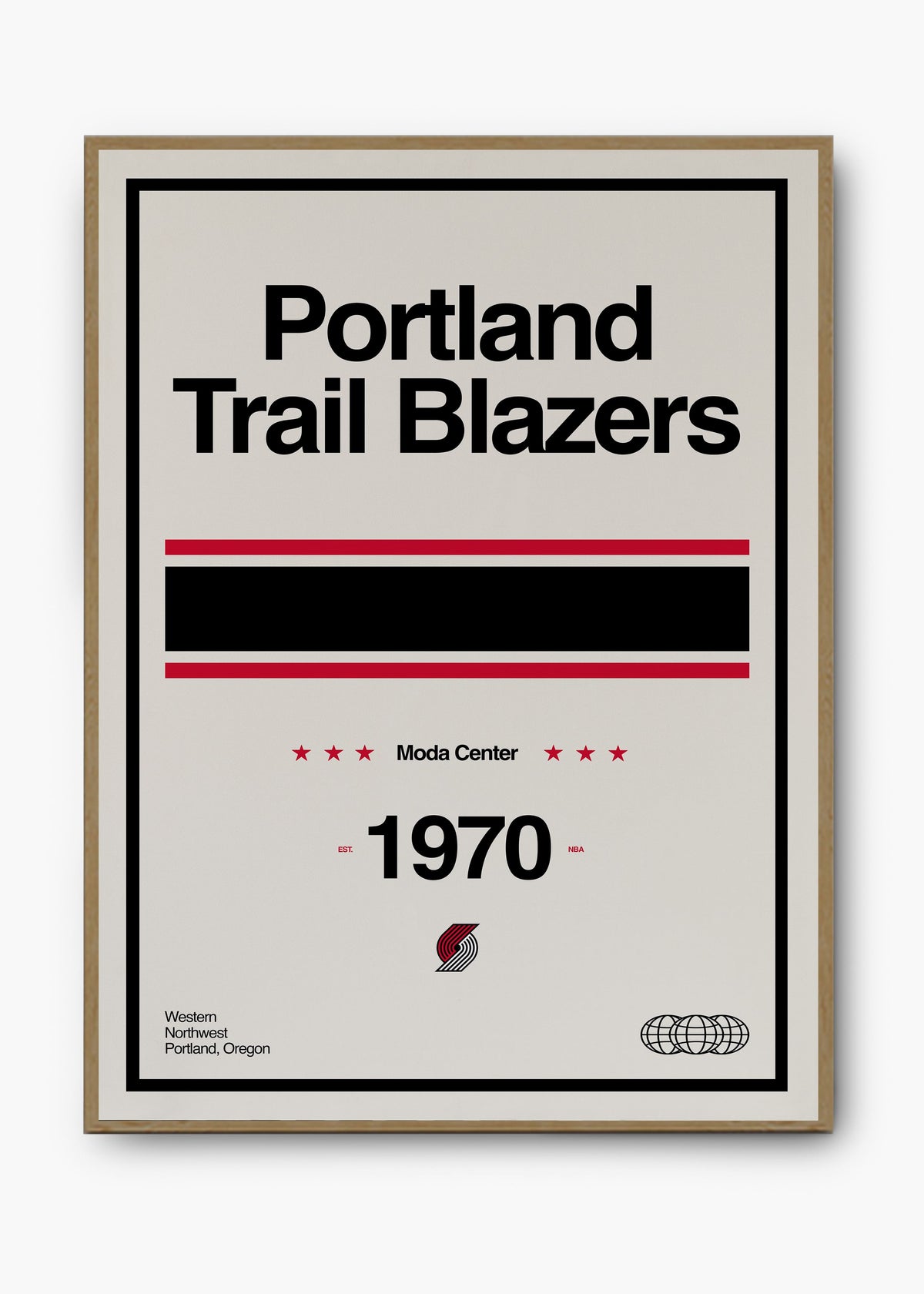 Quadro decorativo NBA Portland Trail Blazers — arte de basquete para parede | Cübe Quadros