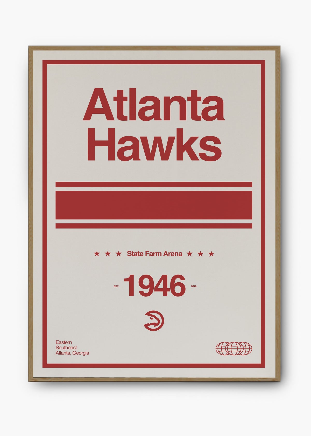 Quadro decorativo NBA Atlanta Hawks — arte de basquete para parede | Cübe Quadros