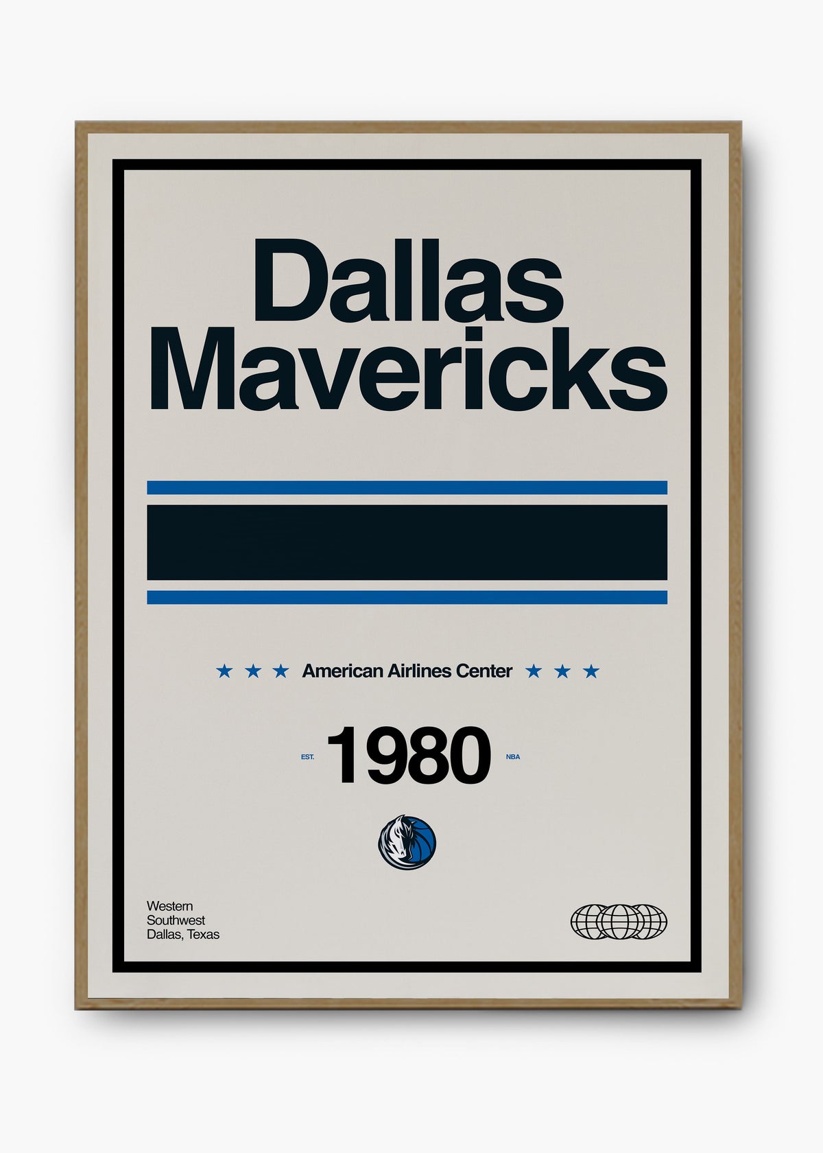 Quadro decorativo NBA Dallas Mavericks — arte de basquete para parede | Cübe Quadros