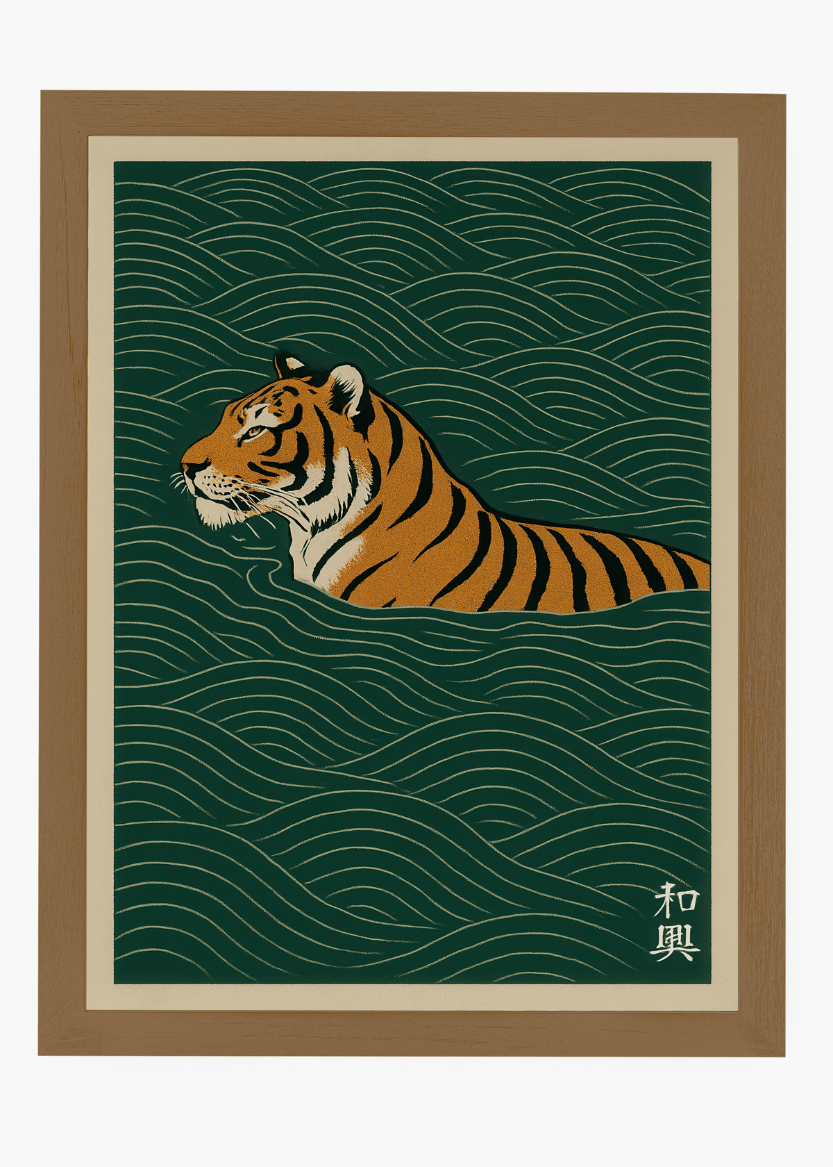 Quadro Japonês Tiger Green