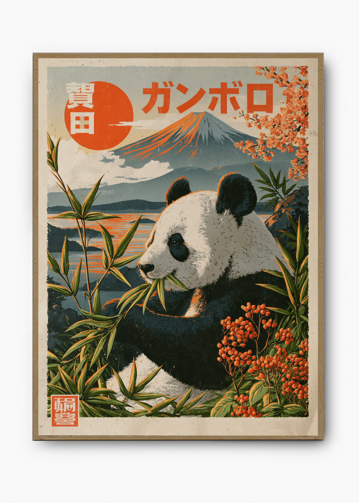 Quadro Japonês Panda at Fuji - 3
