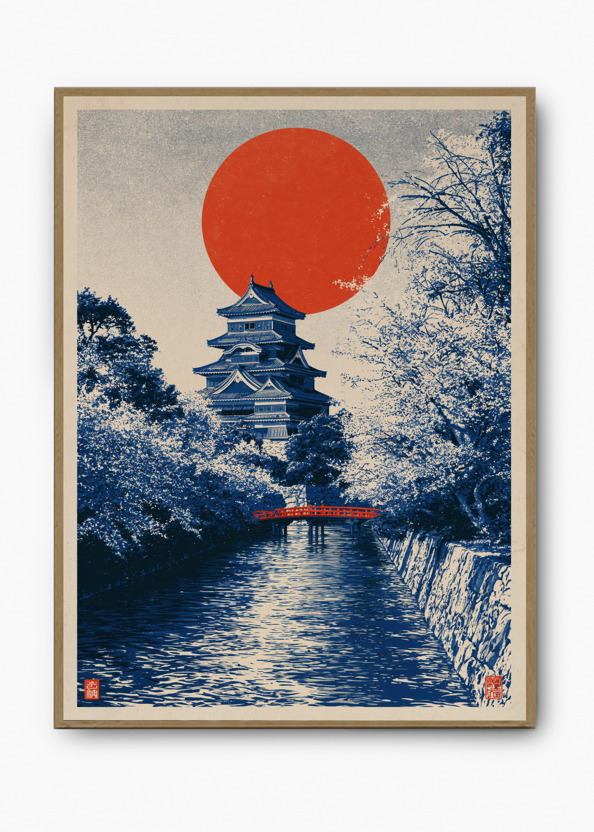 Quadro Japonês Castle by the River - 3