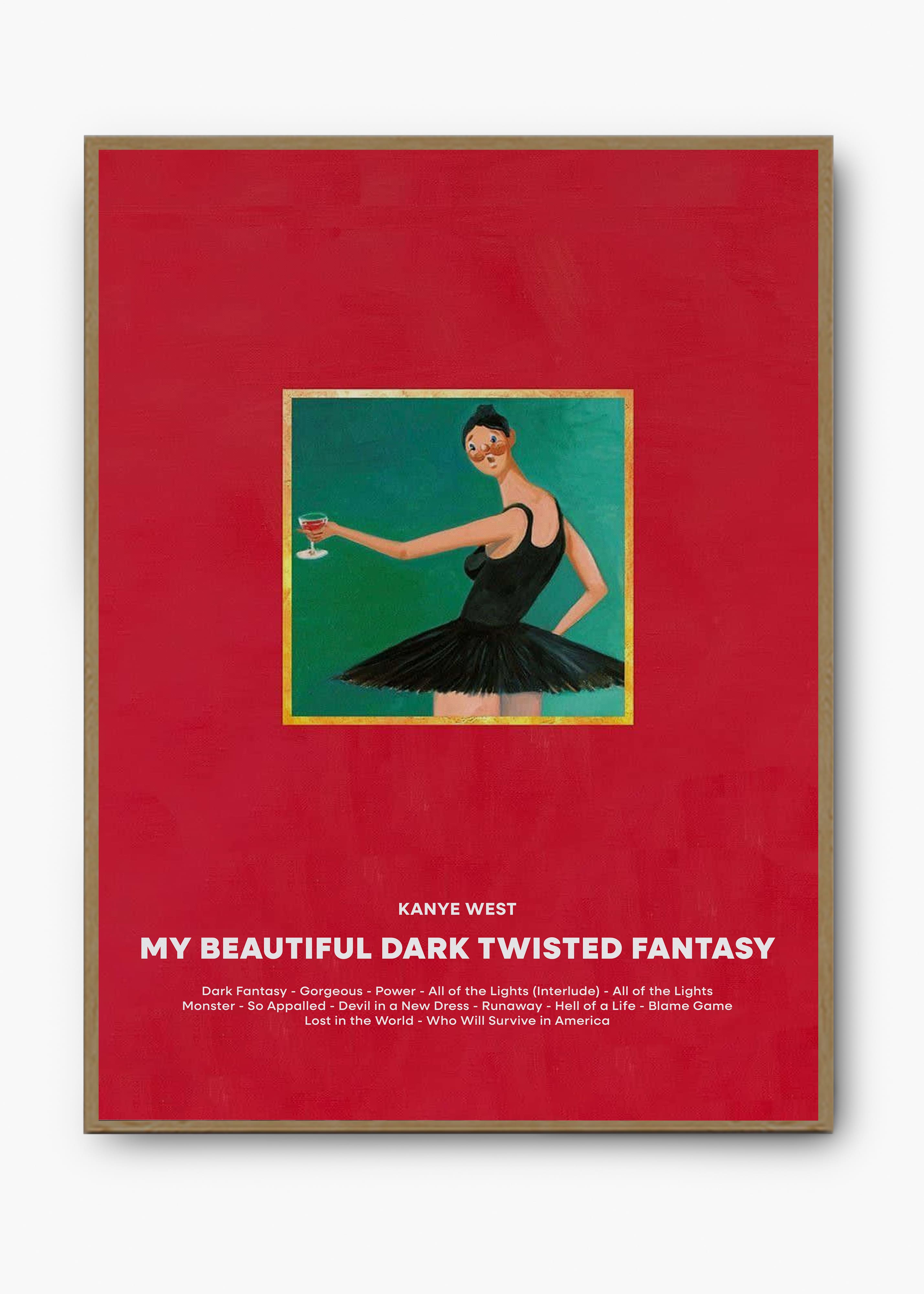 Quadro decorativo Kanye West My Beautiful Dark Twisted Fantasy — arte de rap para parede | Cübe Quadros