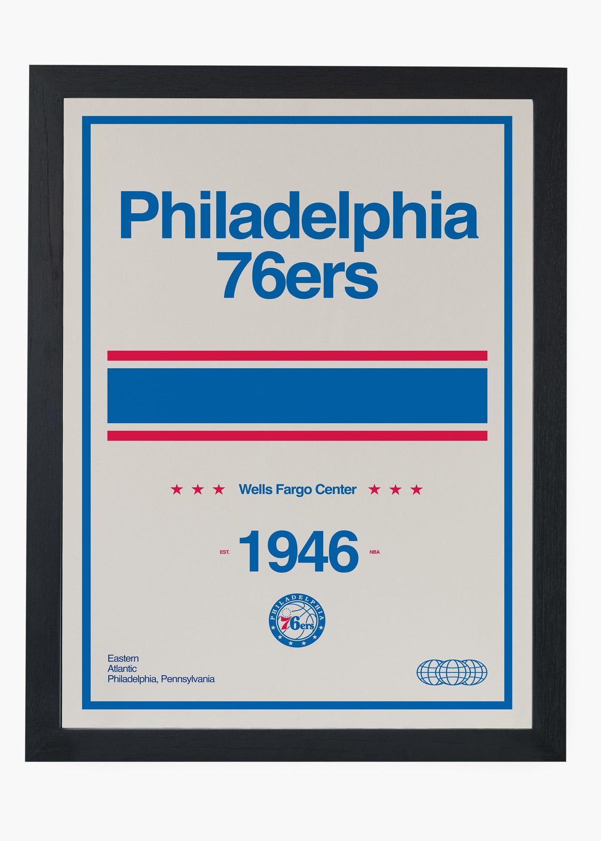 Quadro decorativo NBA Philadelphia 76ers — arte de basquete para parede | Cübe Quadros