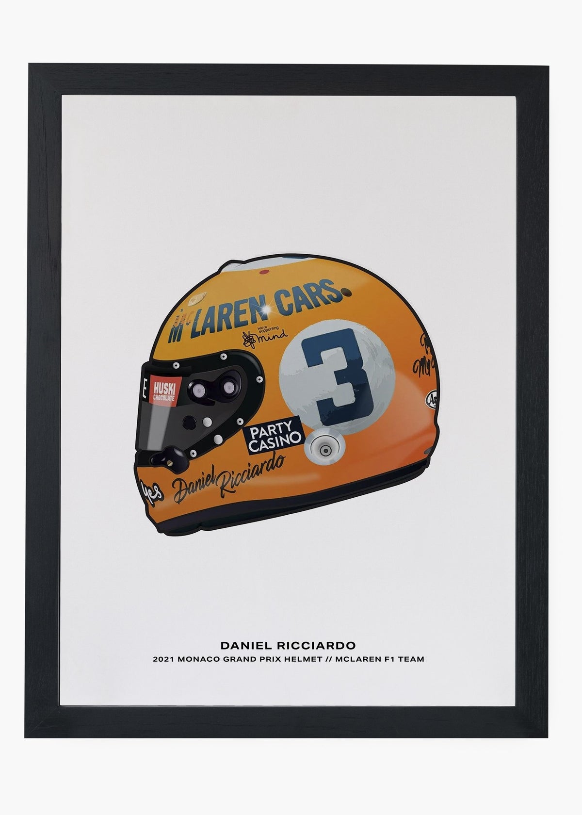 Quadro decorativo Daniel Ricciardo 2021 Mônaco Edition — arte de automobilismo para parede | Cübe Quadros