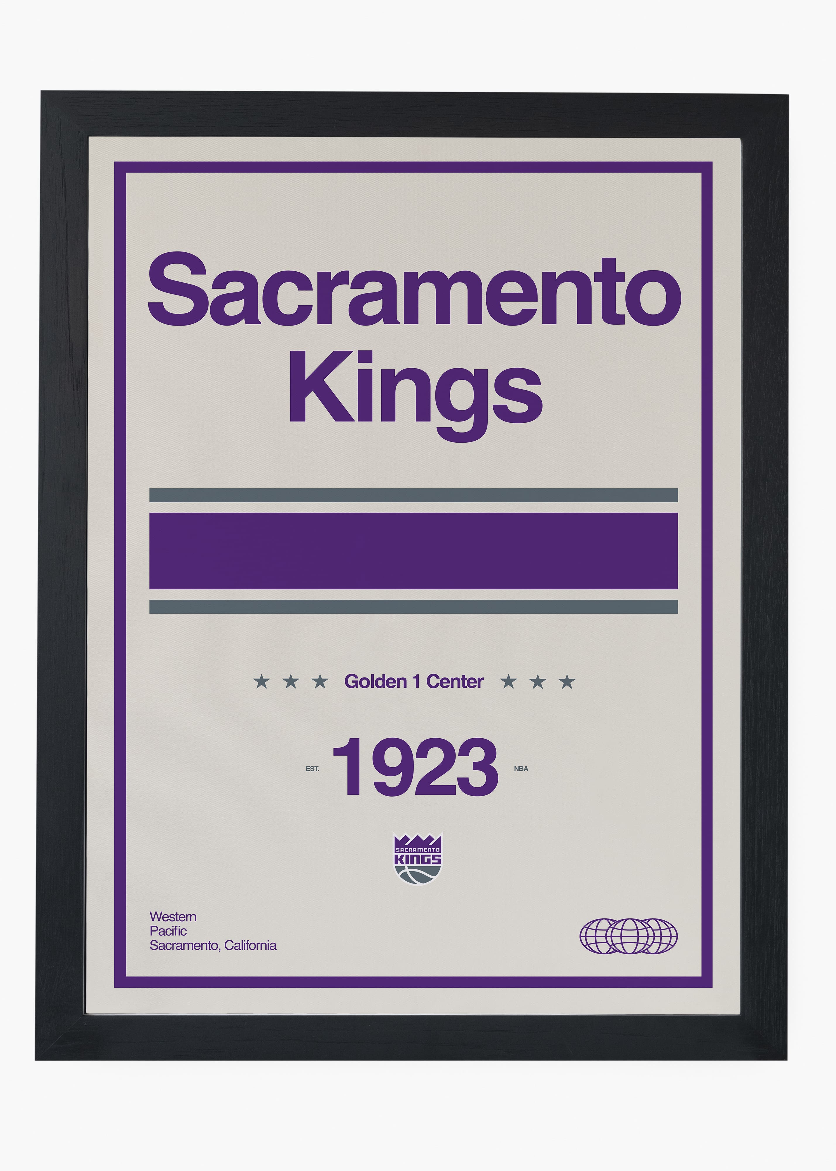 Quadro decorativo NBA Sacramento Kings — arte de basquete para parede | Cübe Quadros