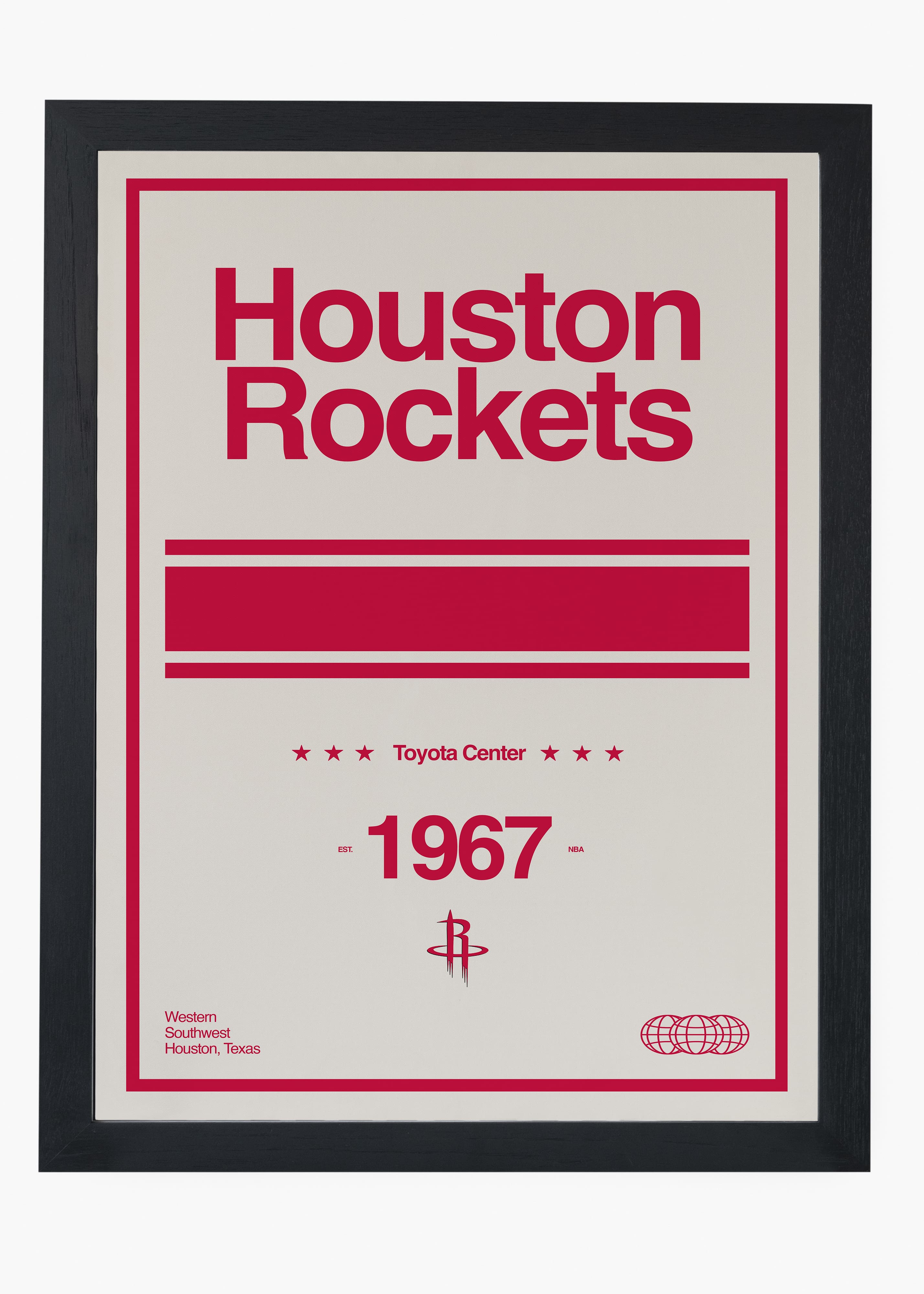 Quadro decorativo NBA Houston Rockets — arte de basquete para parede | Cübe Quadros