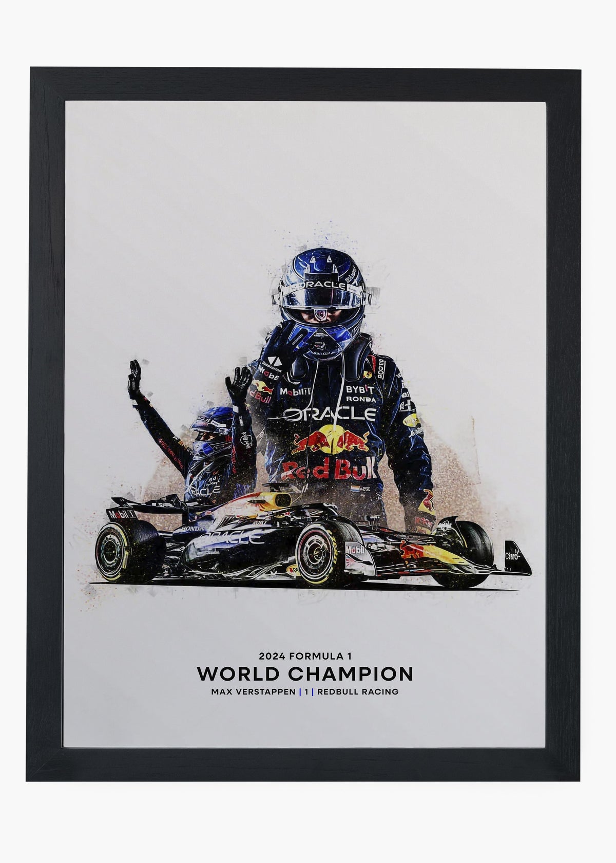Quadro decorativo Max Verstappen World Champion 2024 — arte de automobilismo para parede | Cübe Quadros