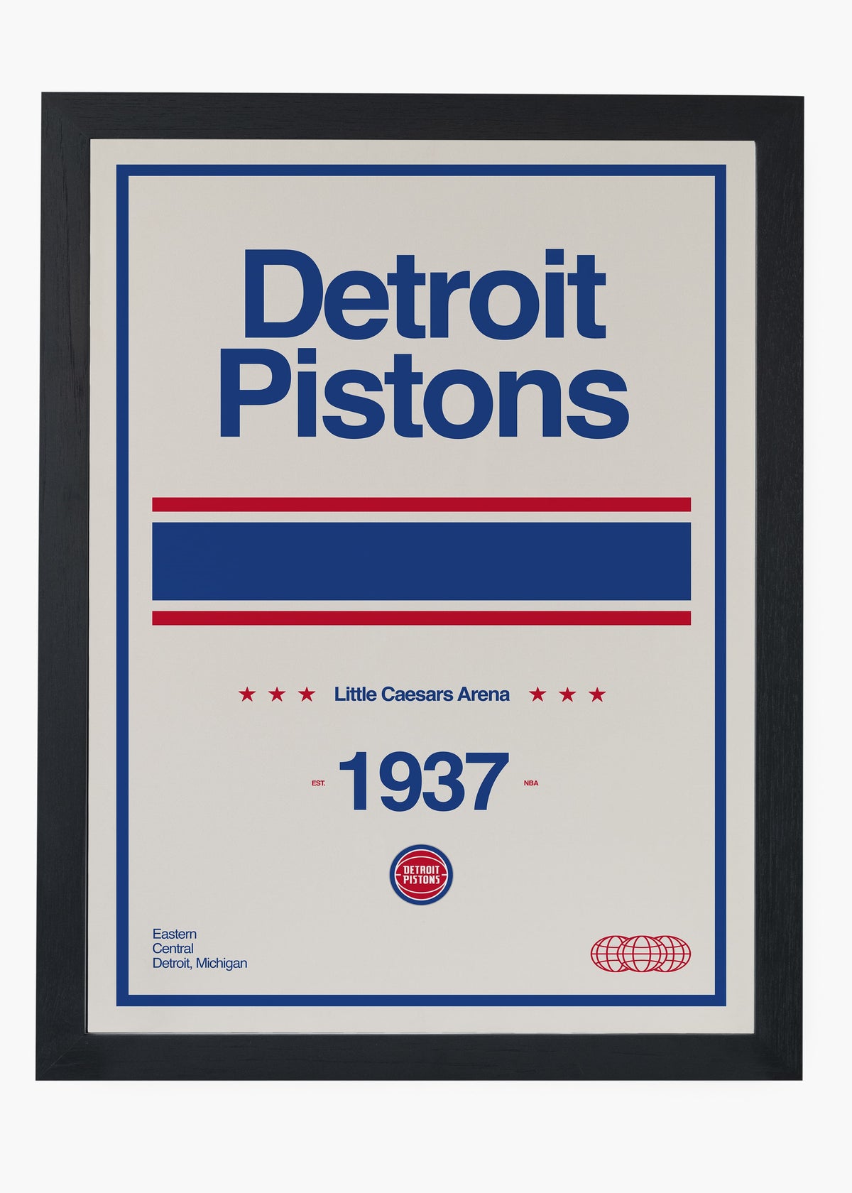 Quadro decorativo NBA Detroit Pistons — arte de basquete para parede | Cübe Quadros