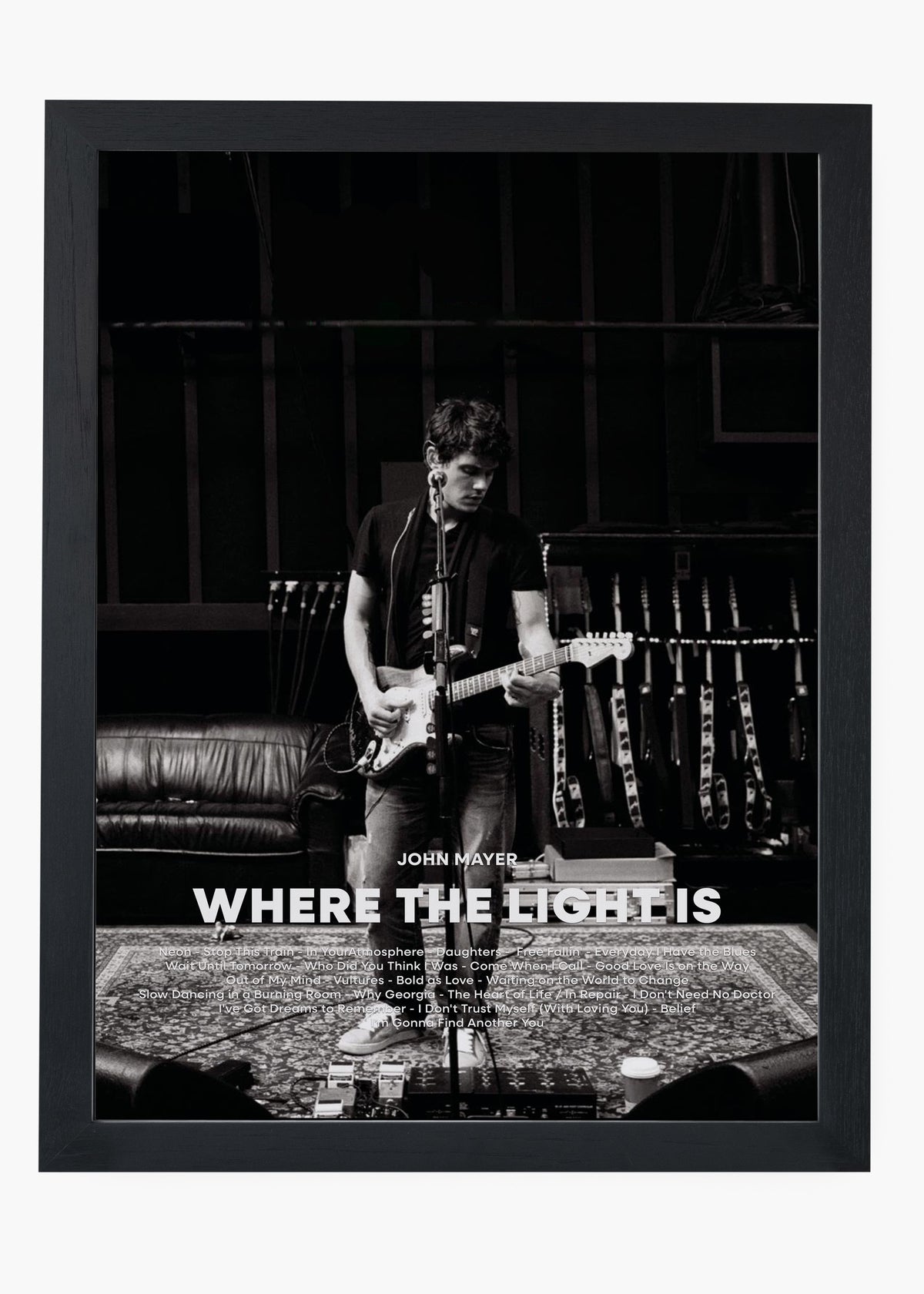 Quadro decorativo John Mayer Where The Light Is — arte musical para parede | Cübe Quadros
