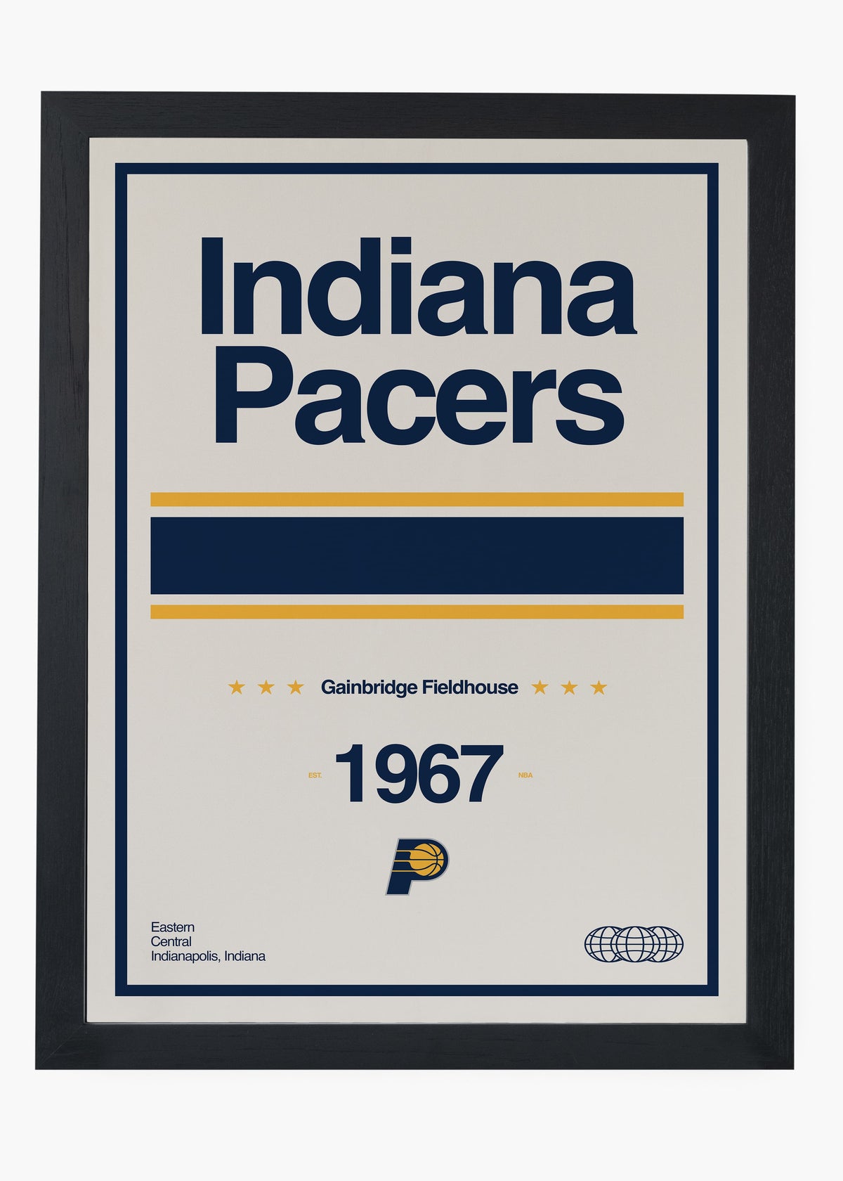 Quadro decorativo NBA Indiana Pacers — arte de basquete para parede | Cübe Quadros