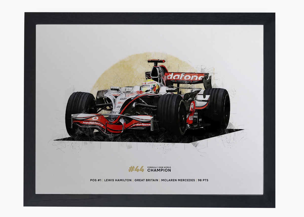 Quadro decorativo Lewis Hamilton 2014 World Champion — arte de automobilismo para parede | Cübe Quadros