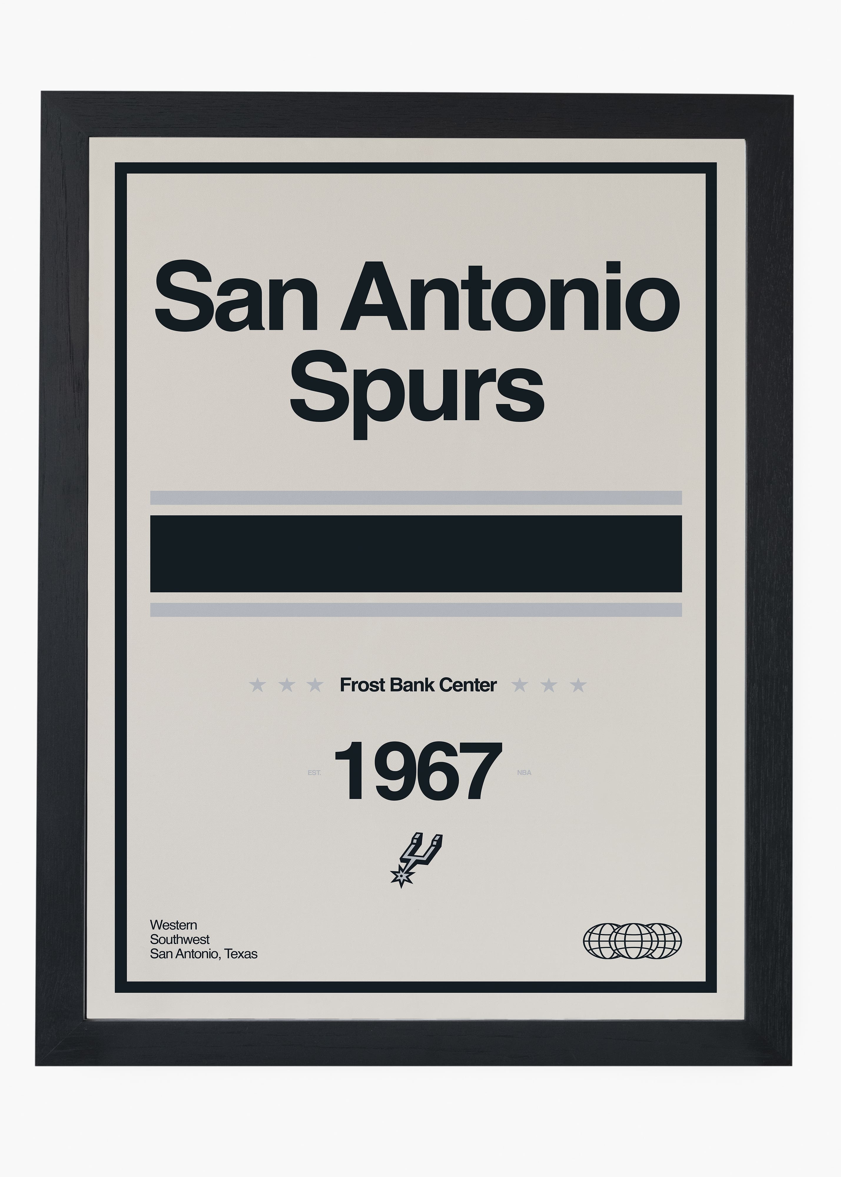 Quadro decorativo NBA San Antonio Spurs — arte de basquete para parede | Cübe Quadros