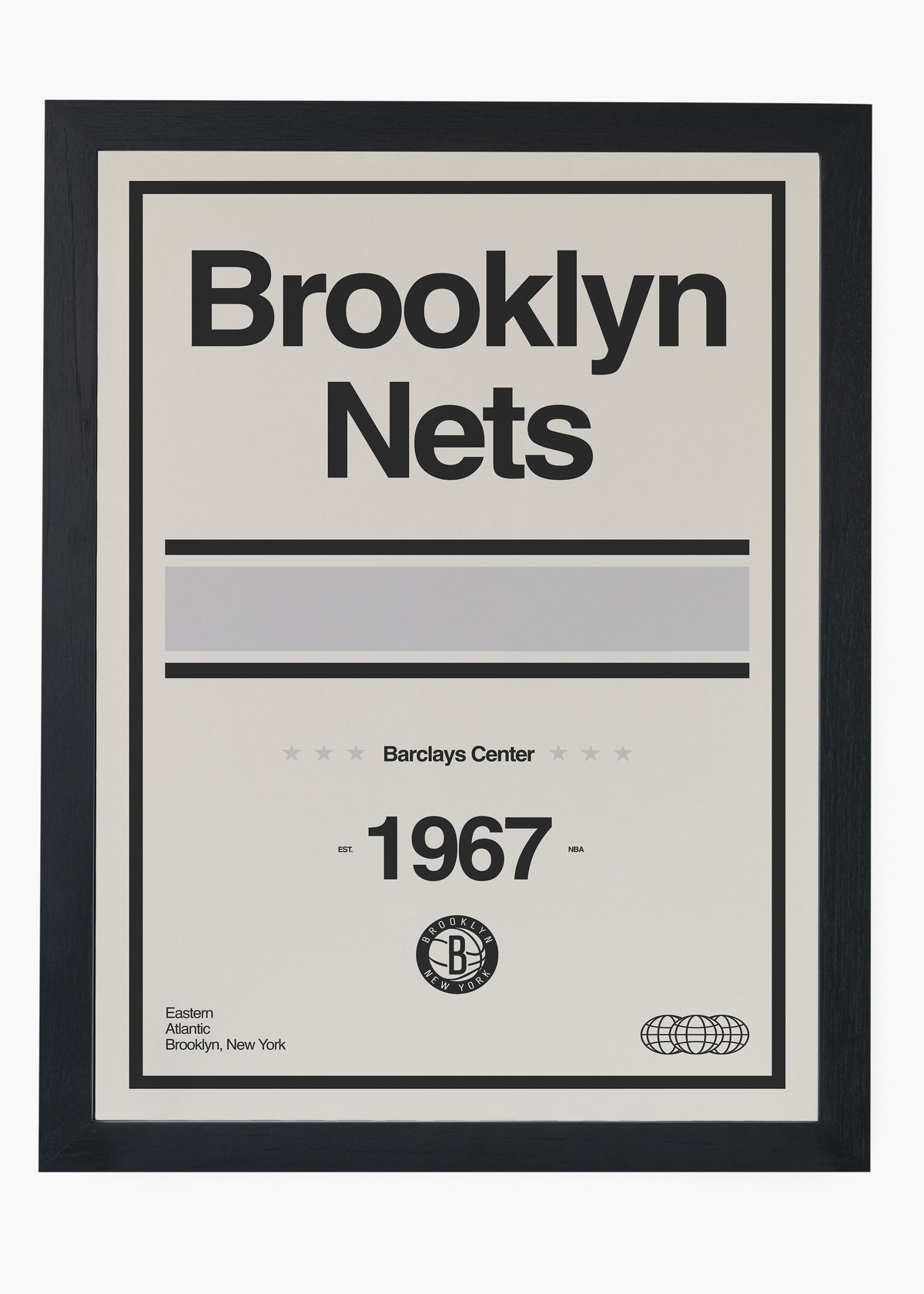 Quadro decorativo NBA Brooklyn Nets — arte de basquete para parede | Cübe Quadros