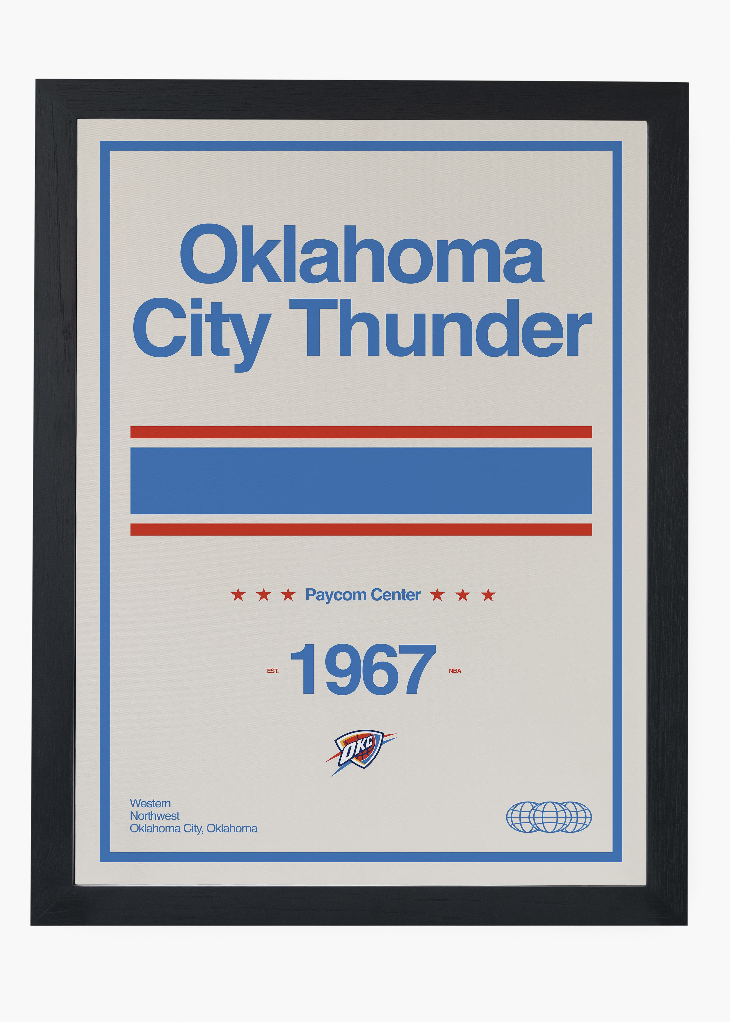 Quadro decorativo NBA Oklahoma City Thunder — arte de basquete para parede | Cübe Quadros