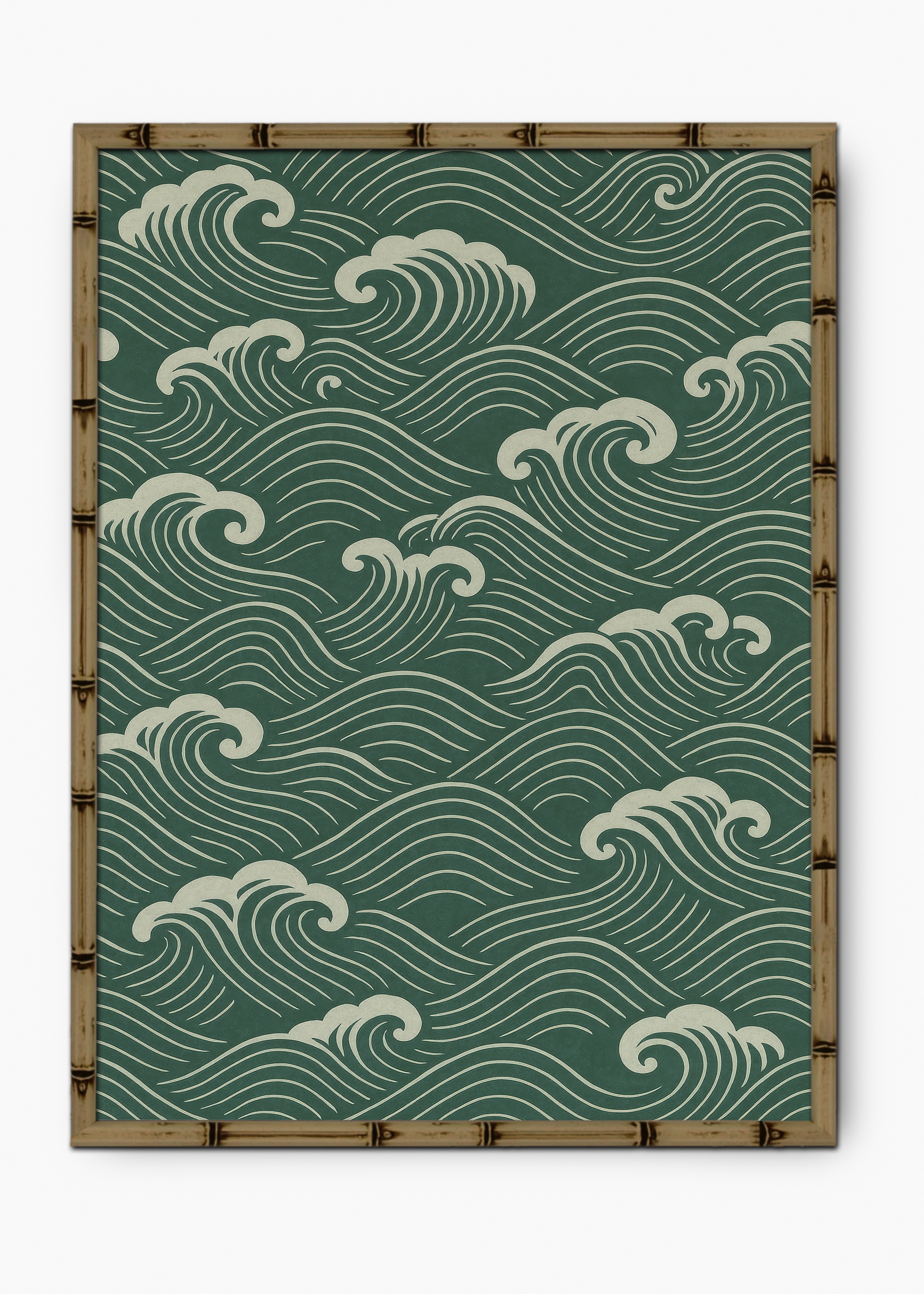 Quadro Japonês Forest Waves Edição Especial Bamboo - Moldura Marrom
