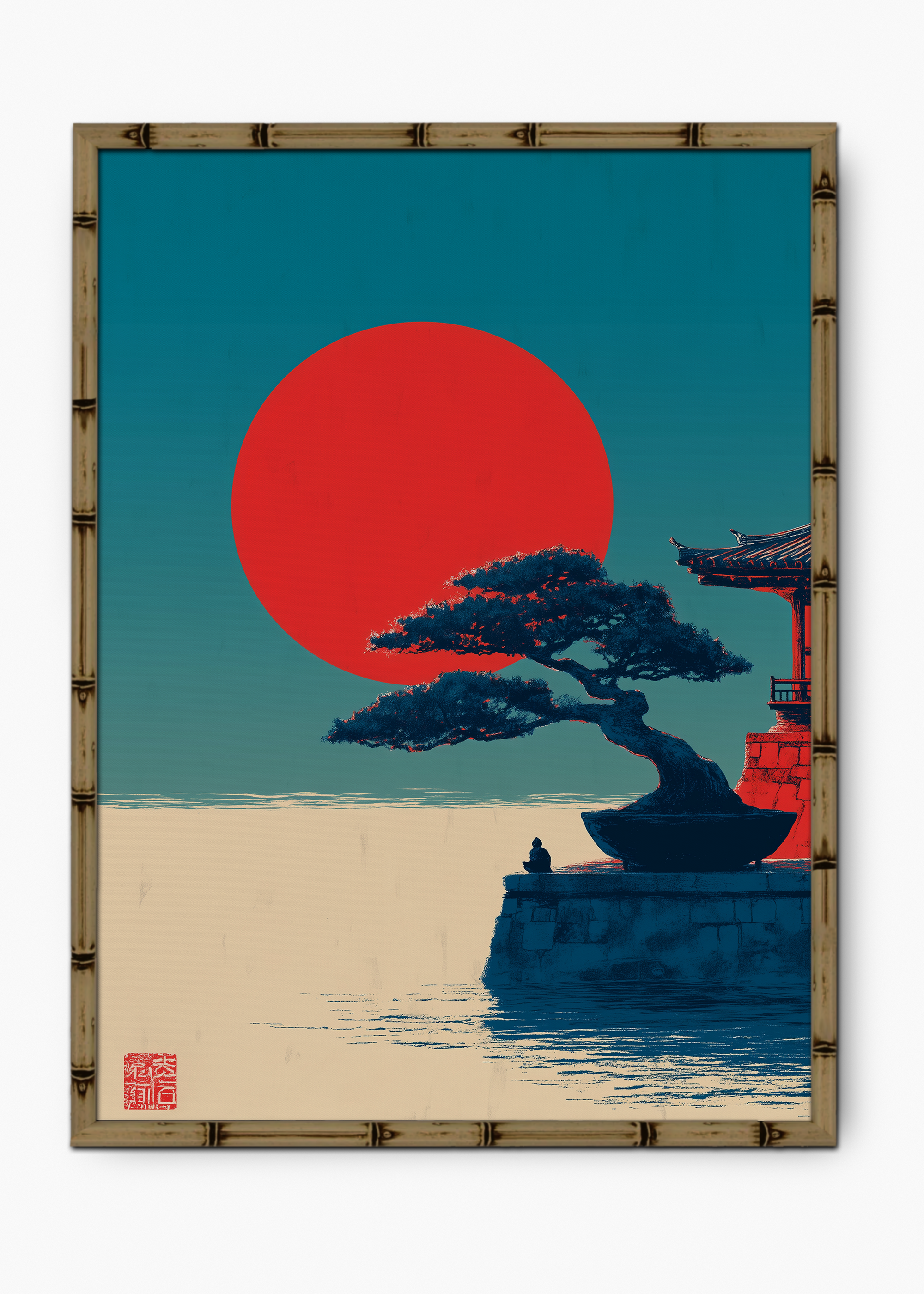 Quadro Japonês Night Edição Especial Bamboo - Moldura Marrom