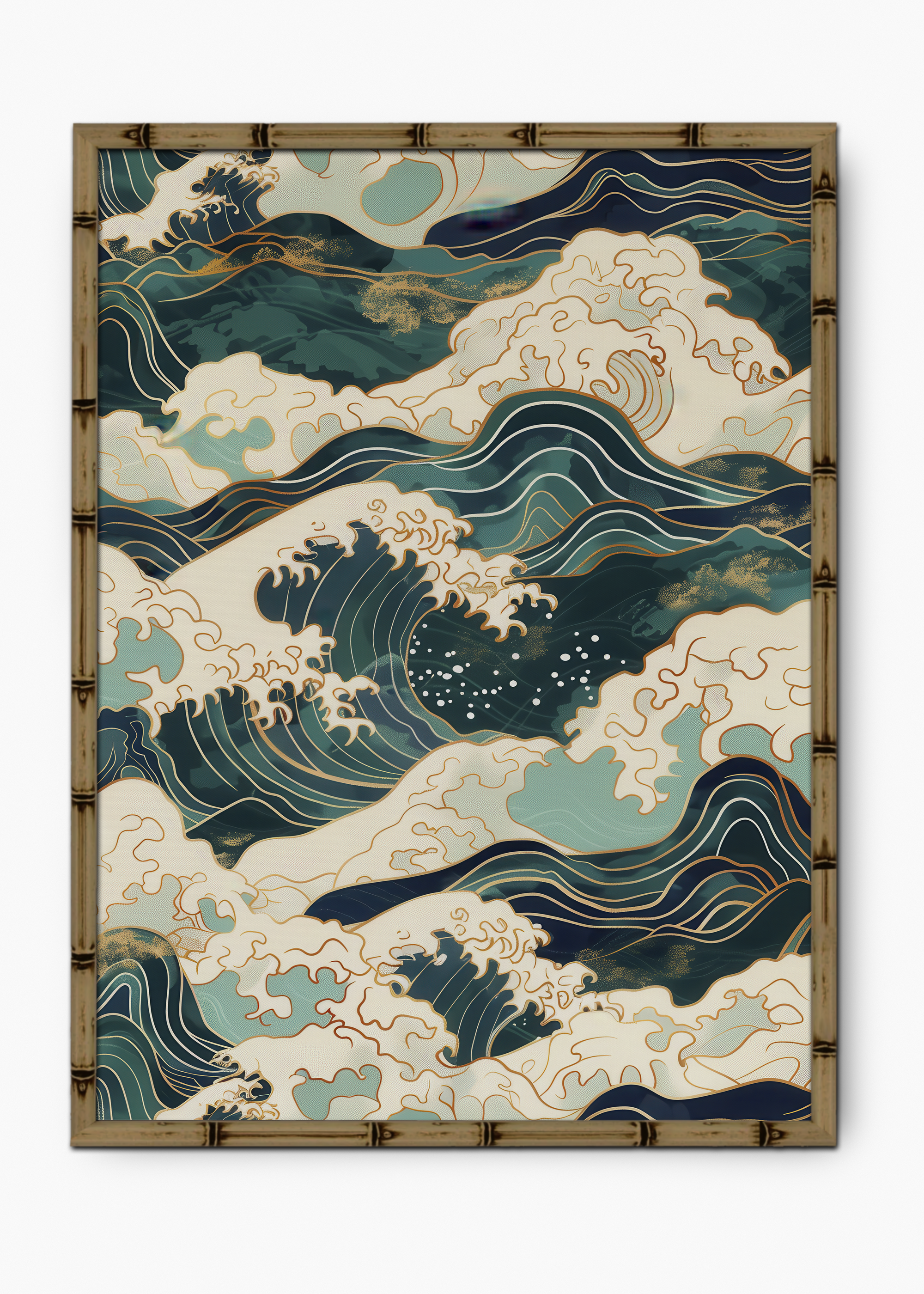 Quadro Japonês The Storm II Edição Especial Bamboo - Moldura Marrom
