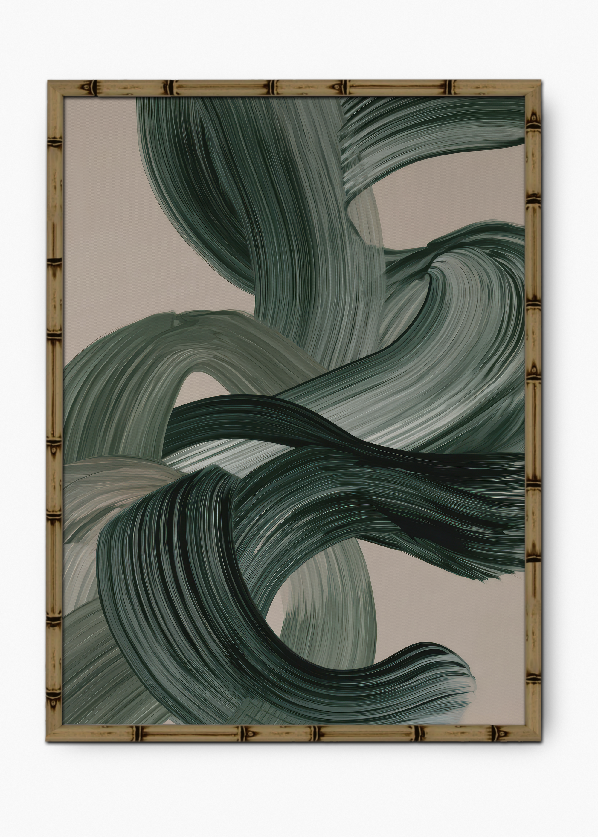Quadro Japonês Midori Green Edição Especial Bamboo - Moldura Marrom