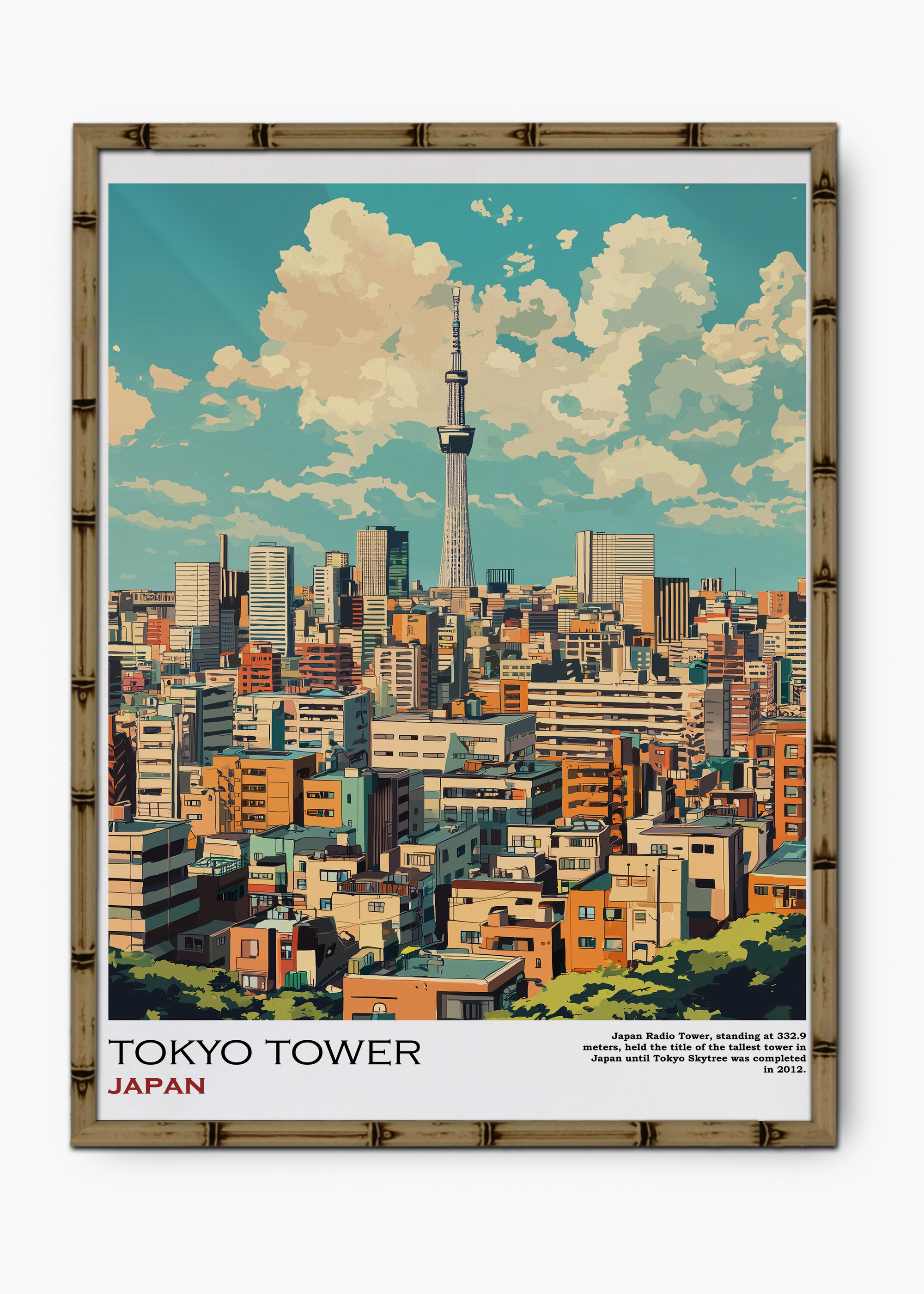 Quadro Japonês Tower Edição Especial Bamboo - Moldura Marrom