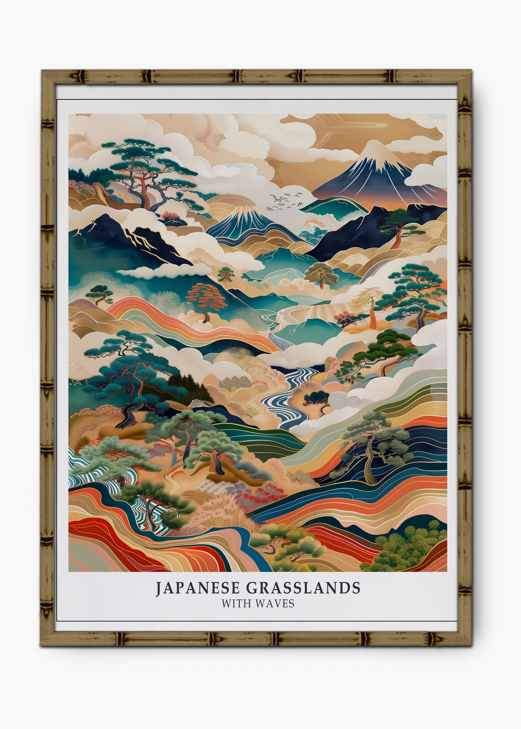 Quadro Japonês Lands Edição Especial Bamboo - Moldura Marrom