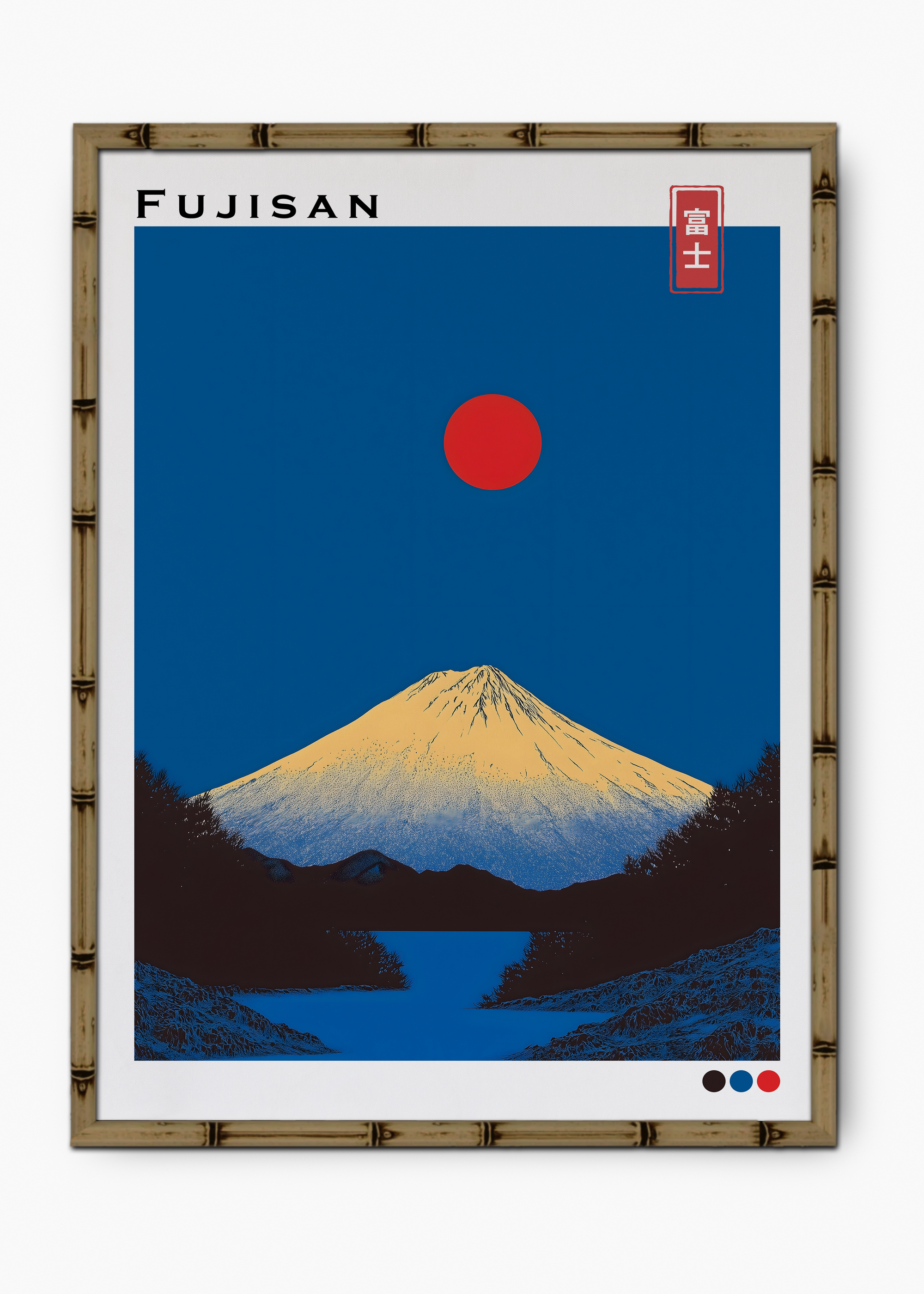 Quadro Japonês Fujisan Edição Especial Bamboo - Moldura Marrom