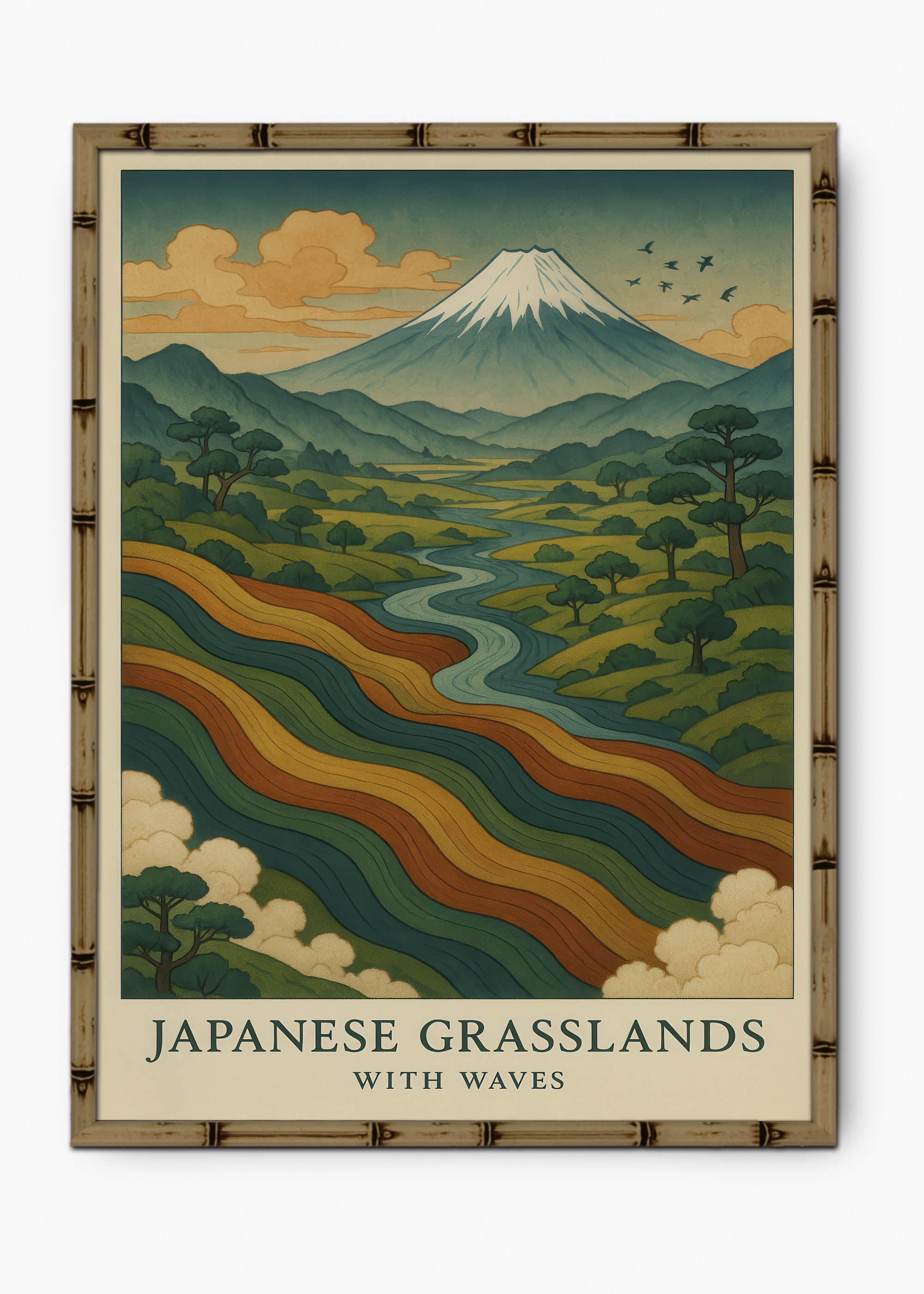 Quadro Japonês Kawa Dreams Edição Especial Bamboo - Moldura Marrom