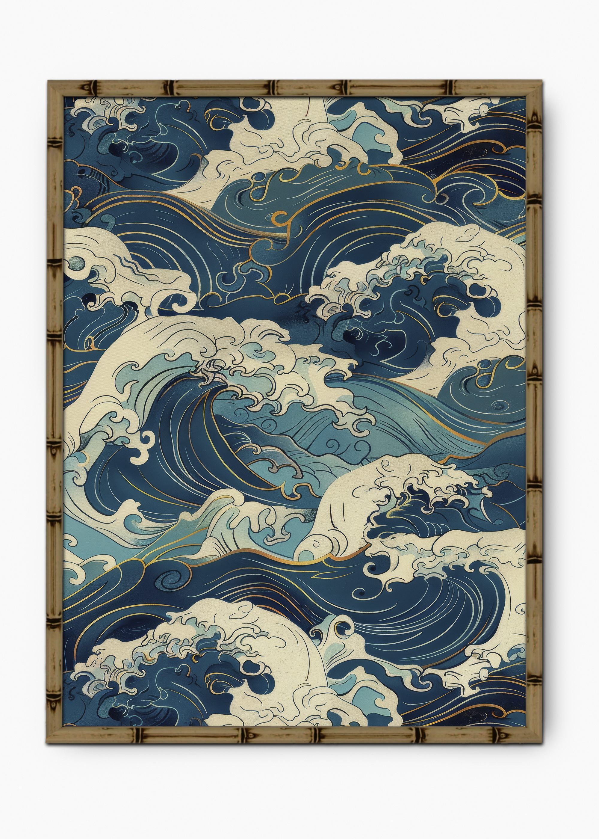 Quadro Japonês The Storm III Edição Especial Bamboo - Moldura Marrom