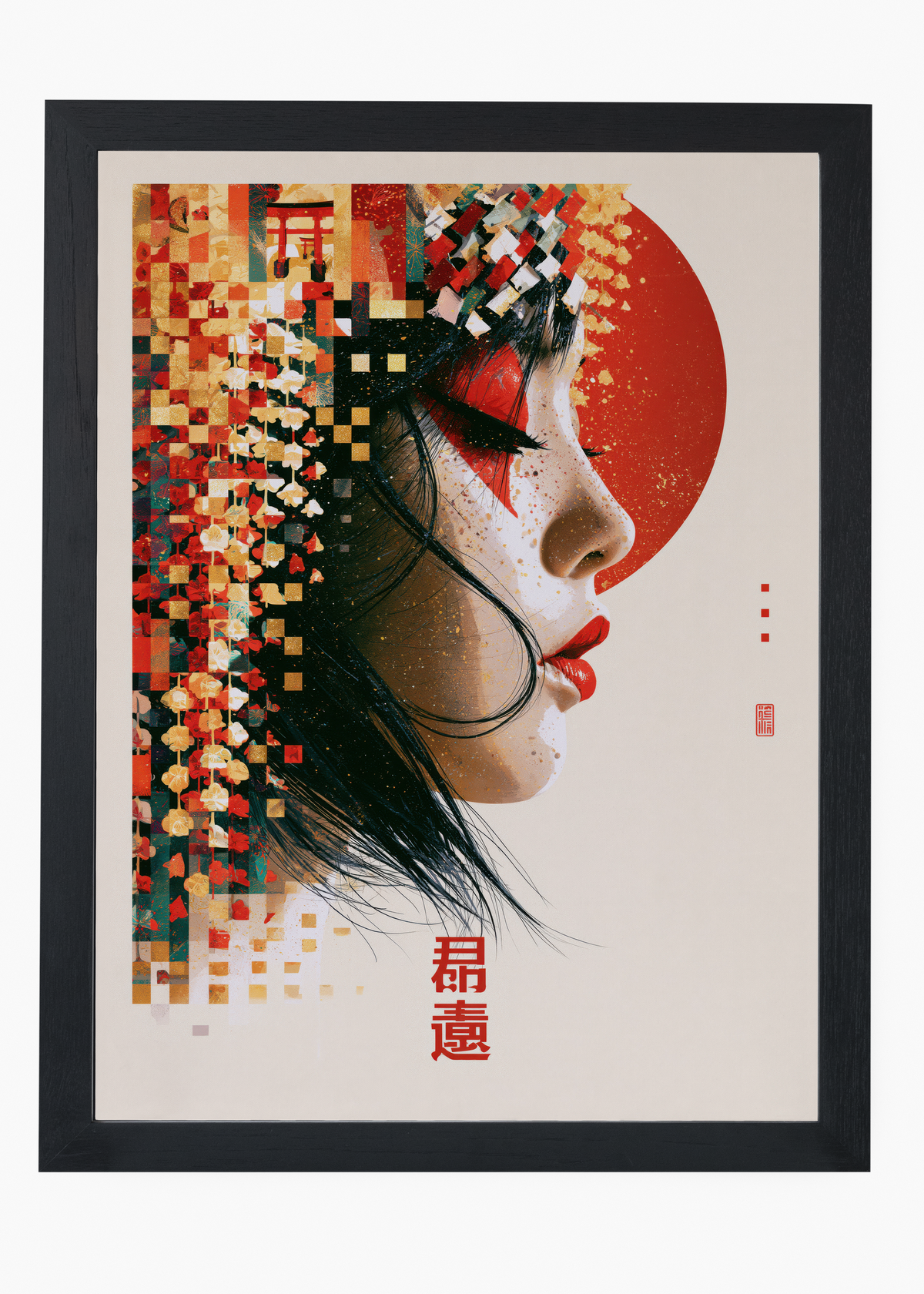 Quadro Japonês Glitch Geisha - 4