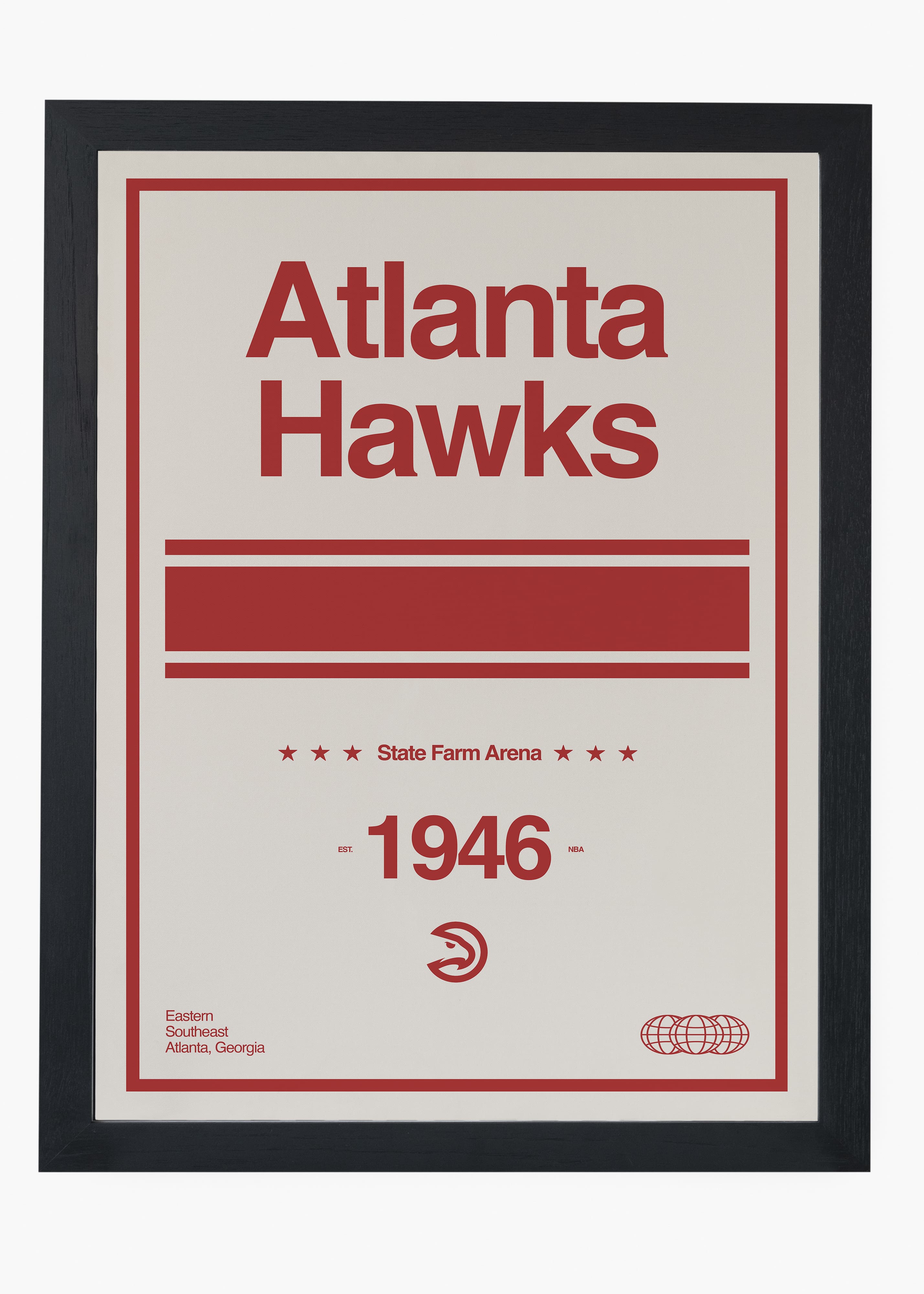 Quadro decorativo NBA Atlanta Hawks — arte de basquete para parede | Cübe Quadros