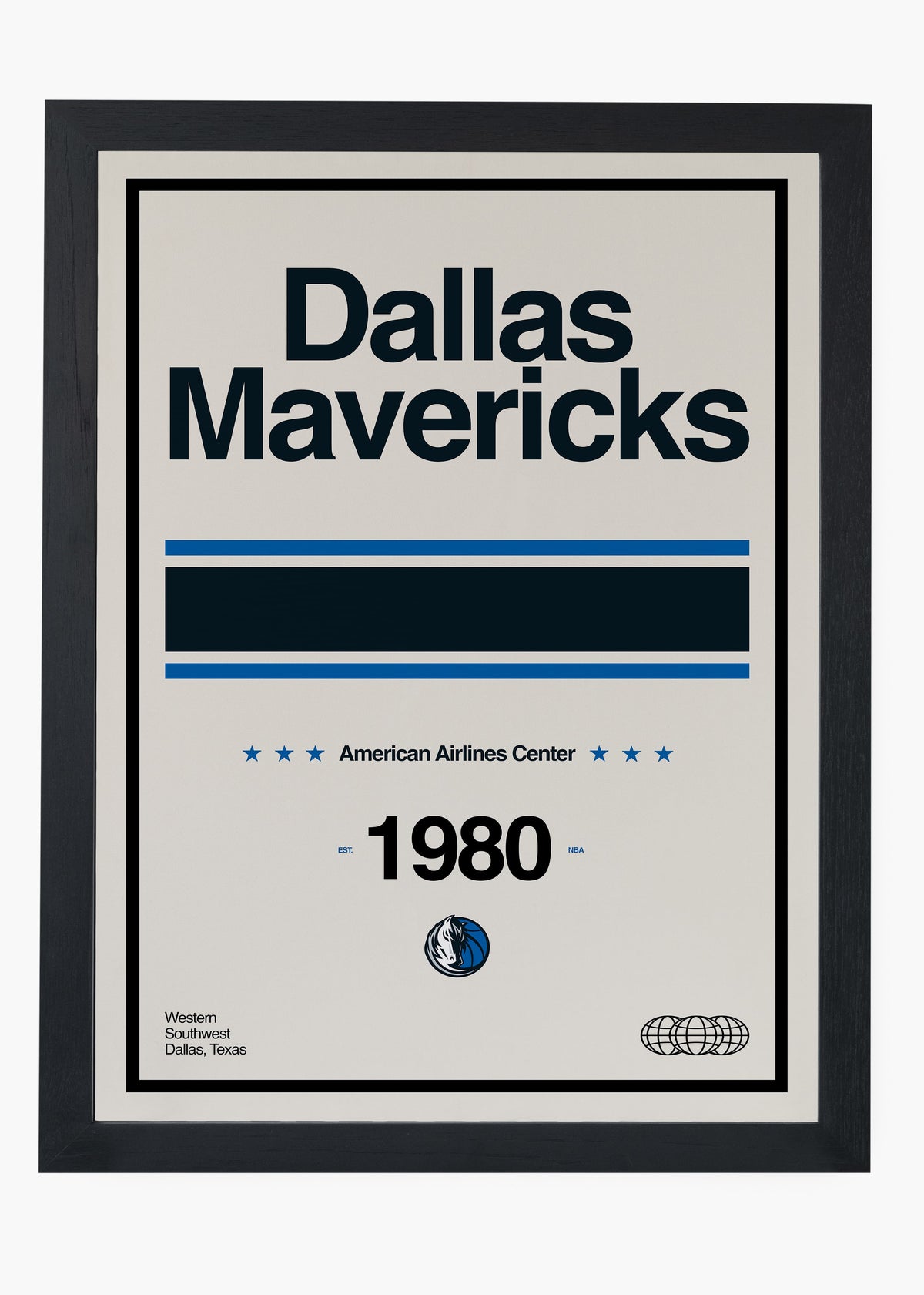 Quadro decorativo NBA Dallas Mavericks — arte de basquete para parede | Cübe Quadros