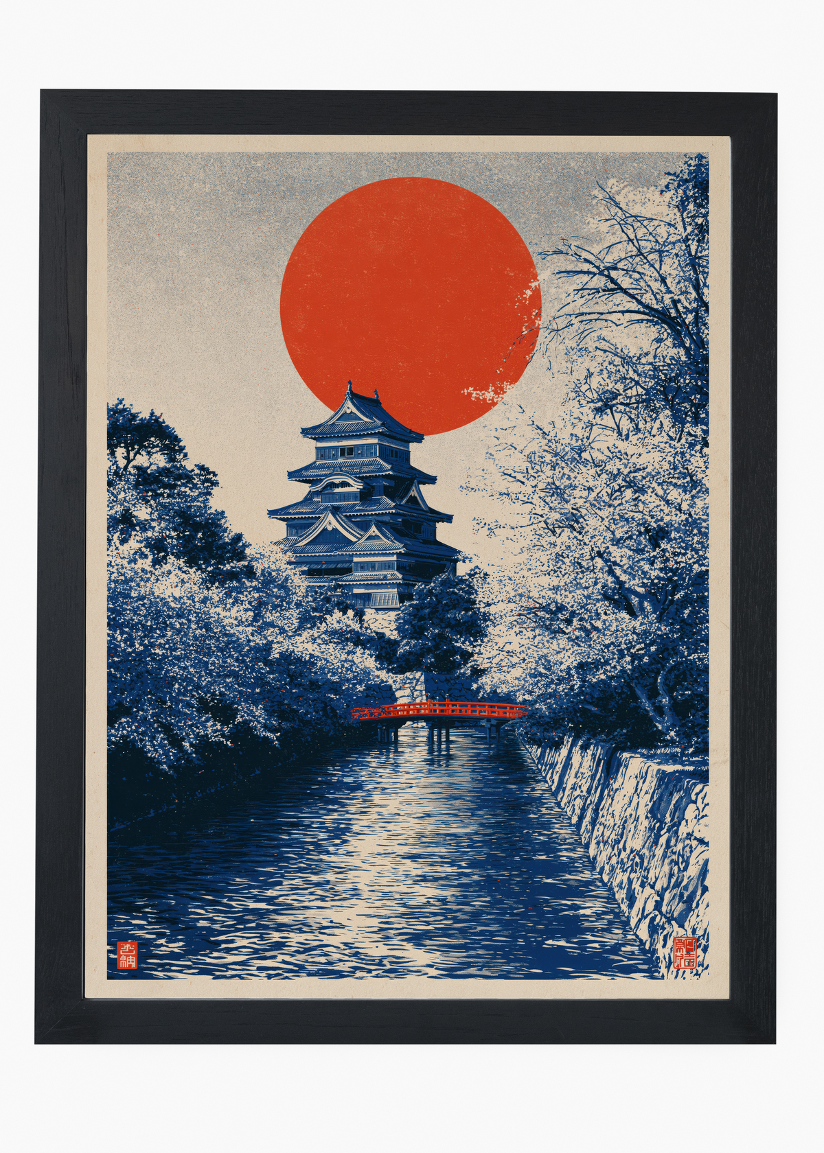 Quadro Japonês Castle by the River - 4
