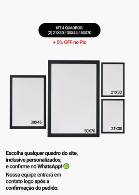 KIT 4 Quadros - Mix de Tamanhos (2un 21x30 + 30x45 + 50x70)
